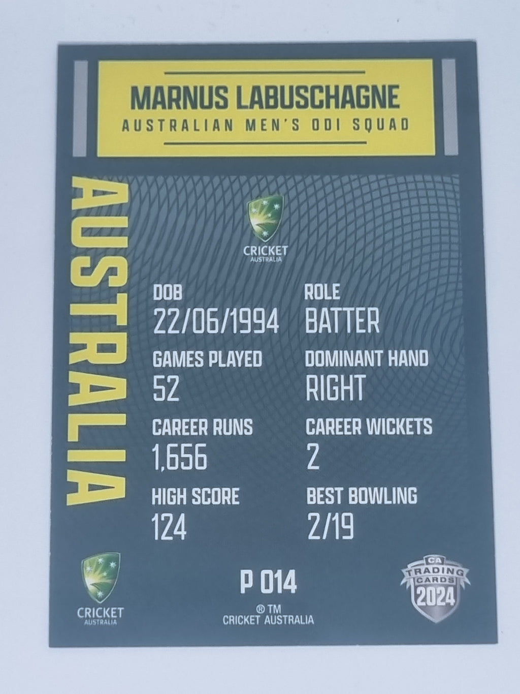 2024-25 LUXE Cricket Traders - Parallel - #P014 - Marnus Labuschagne - Aust ODI