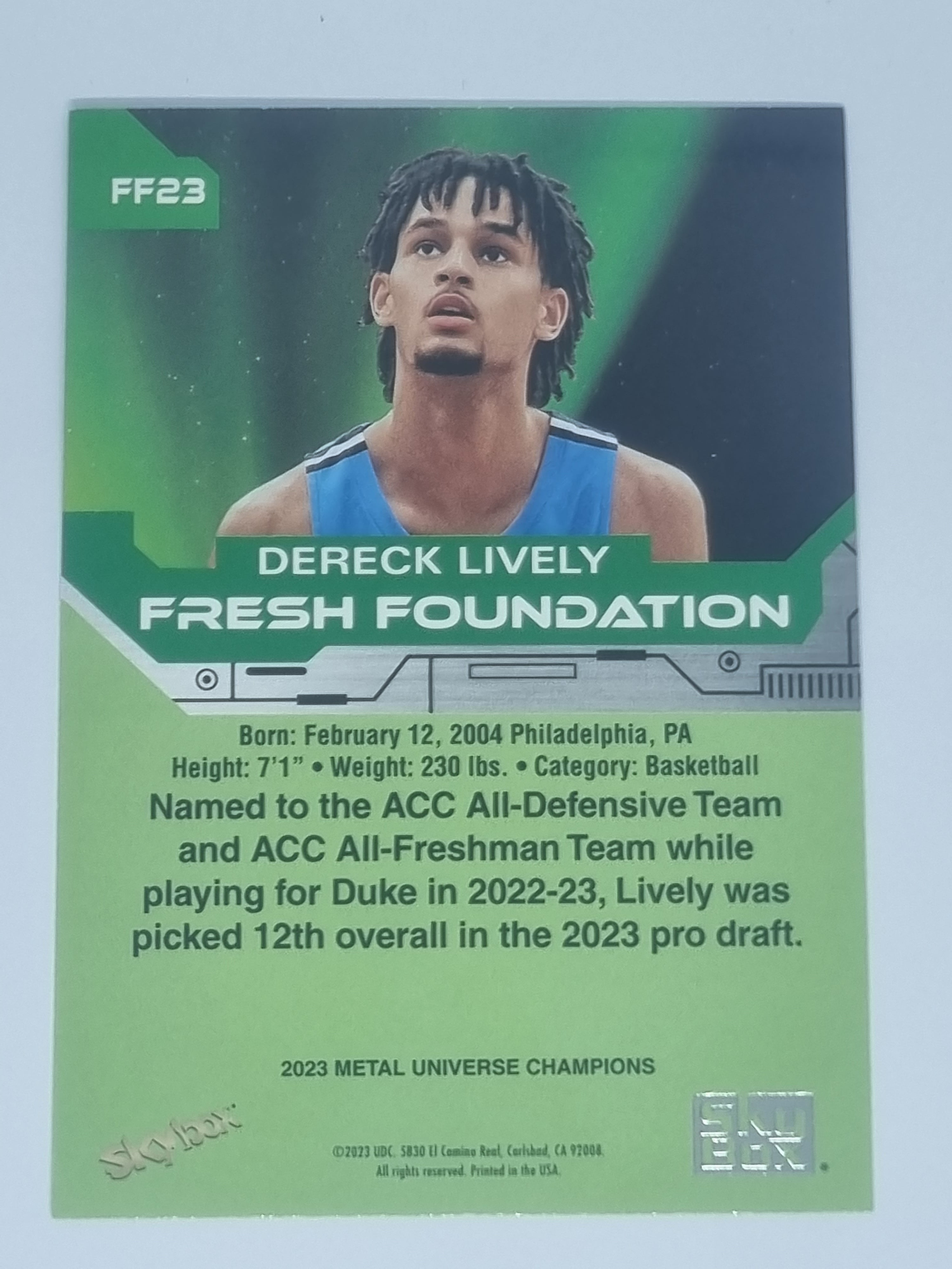 2023 Skybox Metal Universe Champions - Fresh Foundations - #FF23 - Dereck Lively