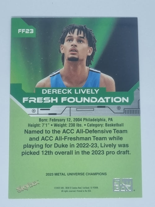 2023 Skybox Metal Universe Champions - Fresh Foundations - #FF23 - Dereck Lively