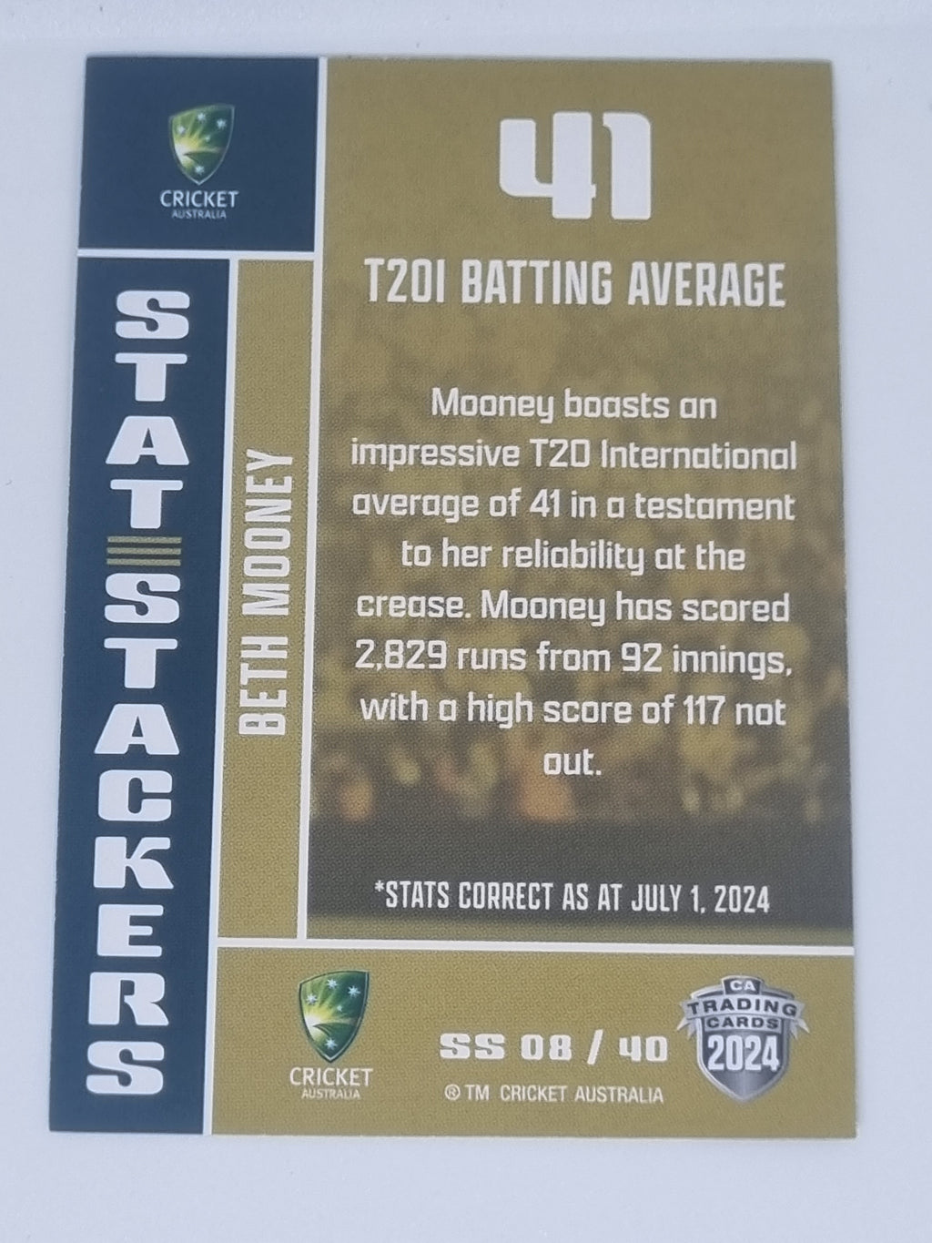 2024-25 LUXE Cricket - Stat Stackers - #SS08 - Beth Mooney - Australia Women's