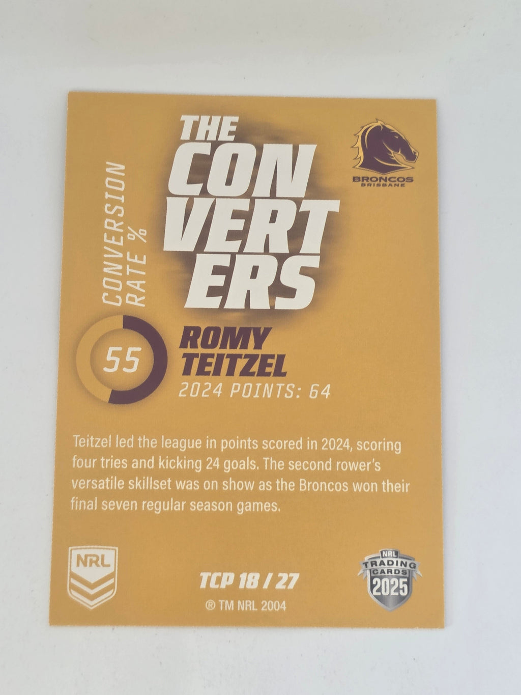 NRL 2025 Traders Titanium| Converters Parallel | #TCP18 | Romy Teitzel | Broncos