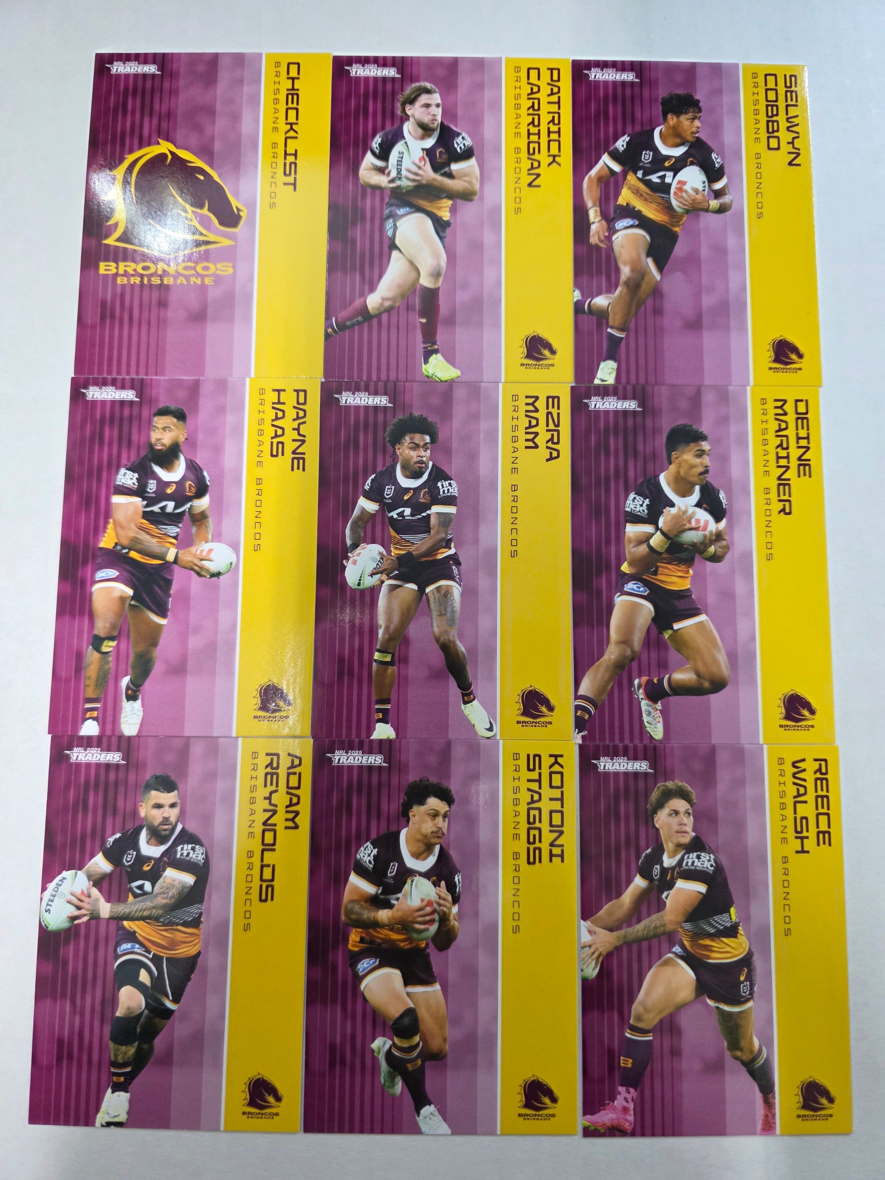 NRL 2025 Traders - Base Team Set 9 Cards - Brisbane Broncos