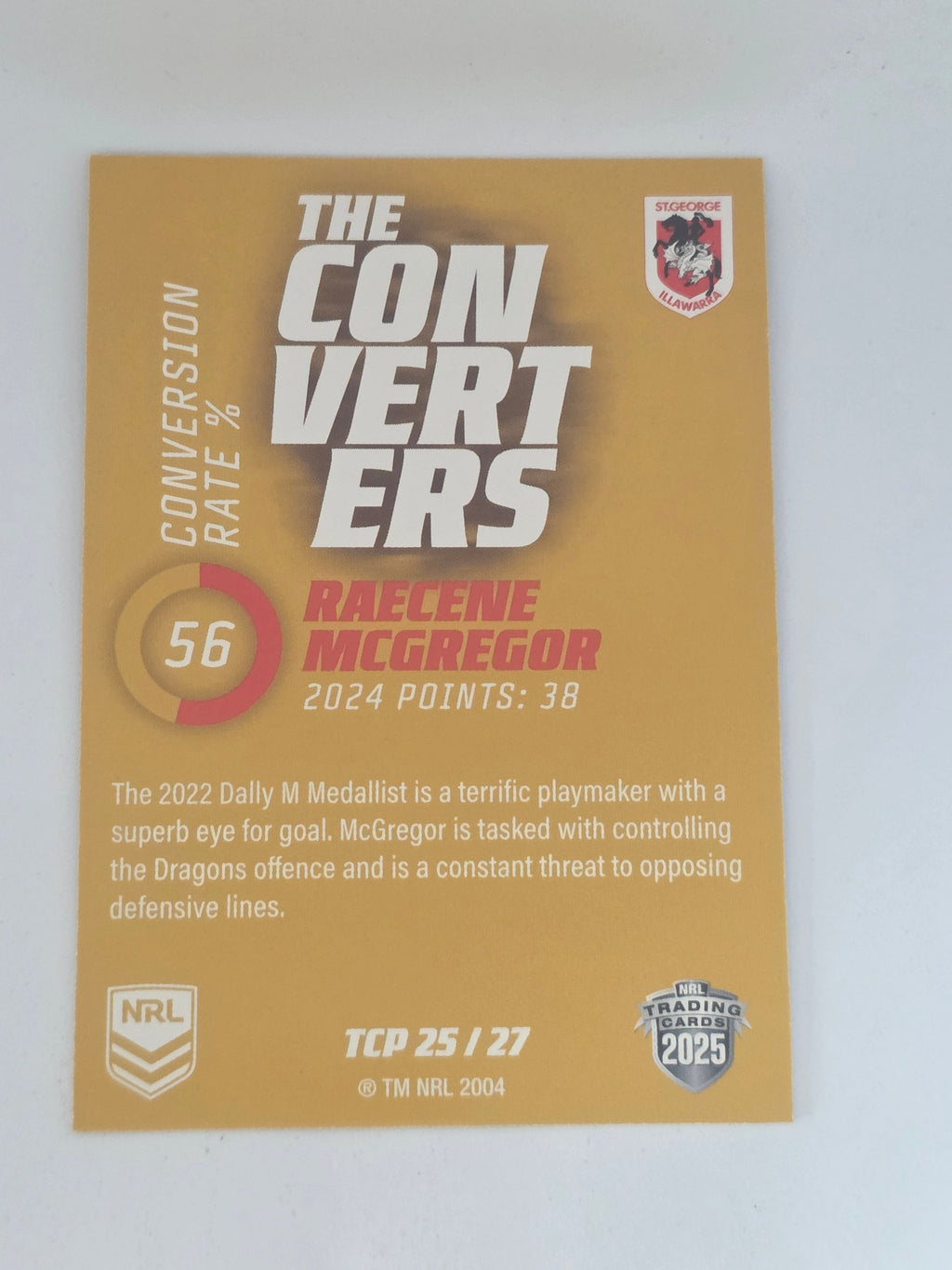NRL 2025 Traders Titanium| Converters Parallel #TCP25 | Raecene McGregor Dragons