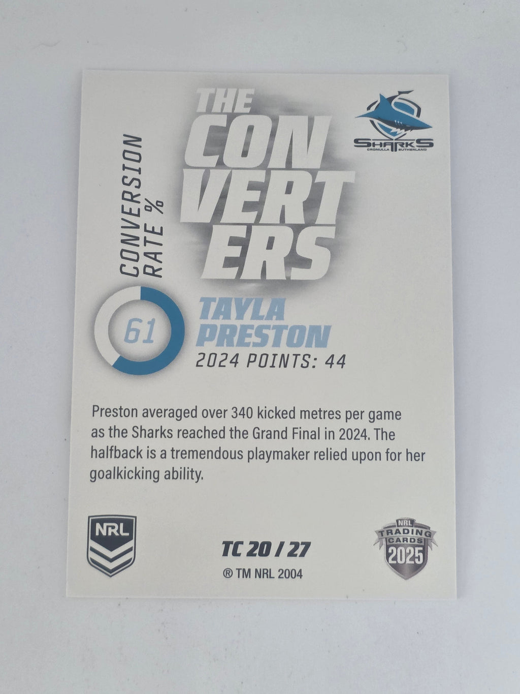 NRL 2025 Traders | Converters | #TC20 | Tayla Preston | Sharks