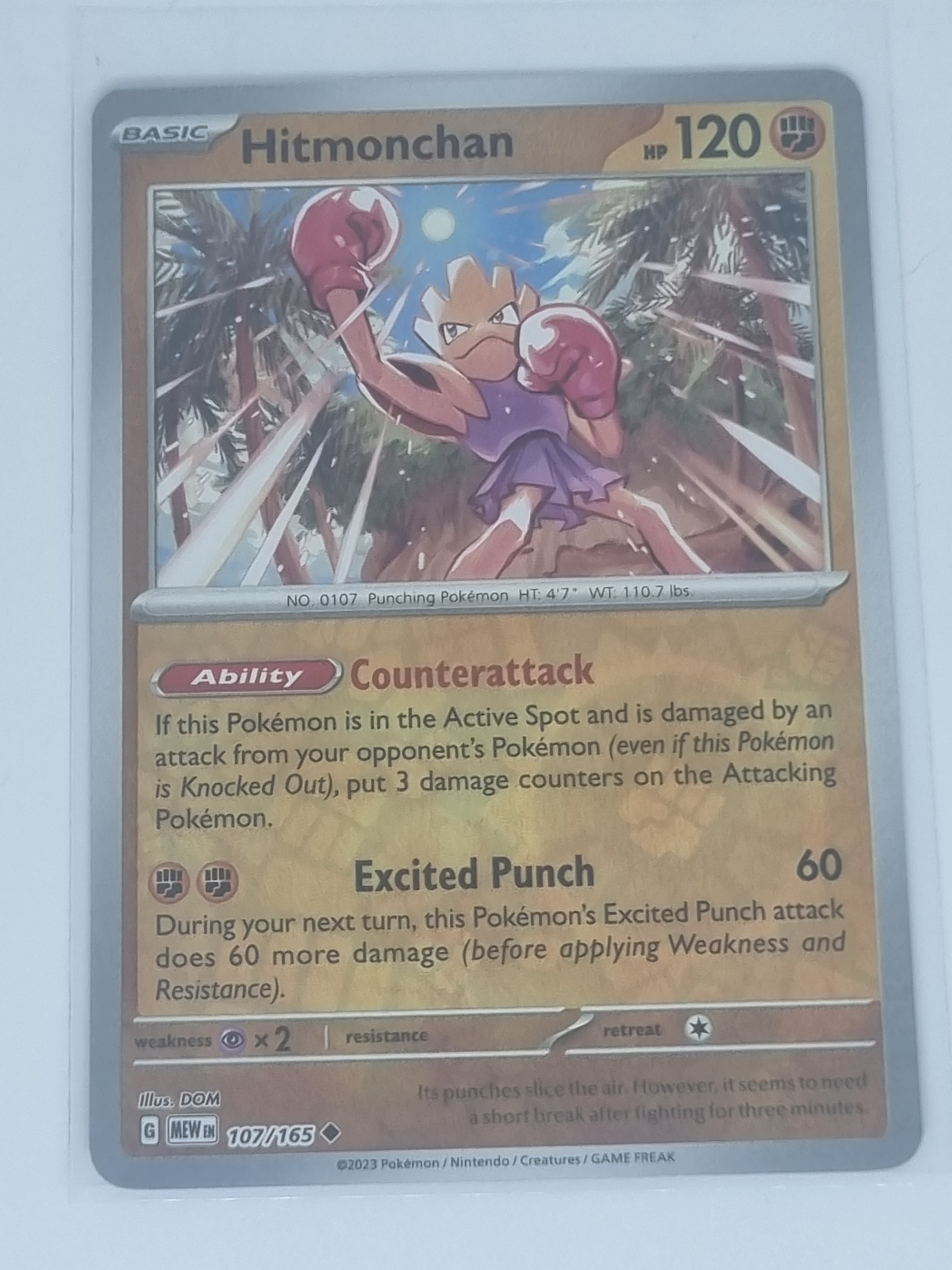 Pokemon TCG - Pokemon 151 - #107/165 - Reverse Holo - Hitmonchan - Uncommon