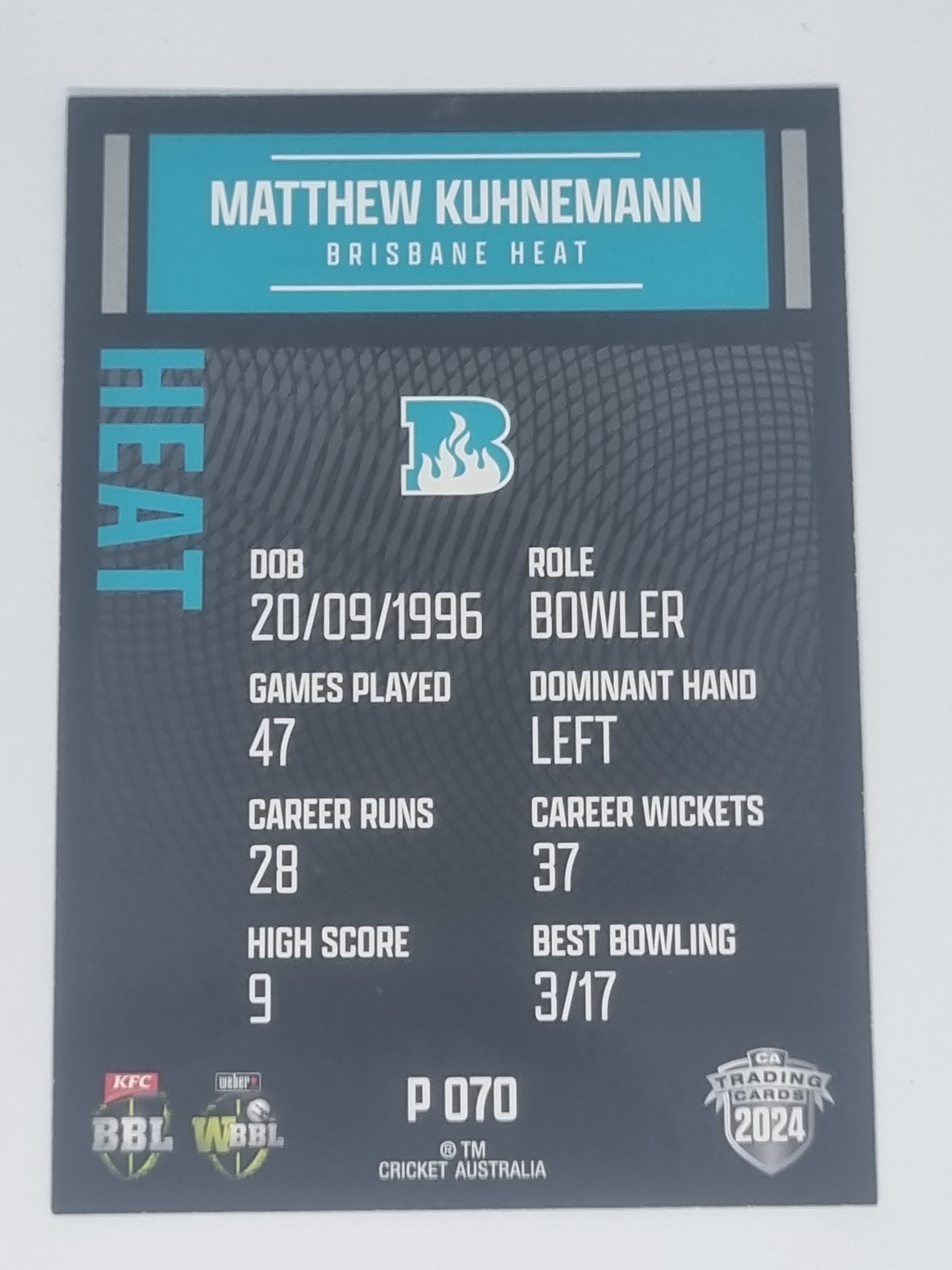 2024-25 LUXE Cricket Traders - Parallel - #P070 - Matthew Kuhnemann - Heat