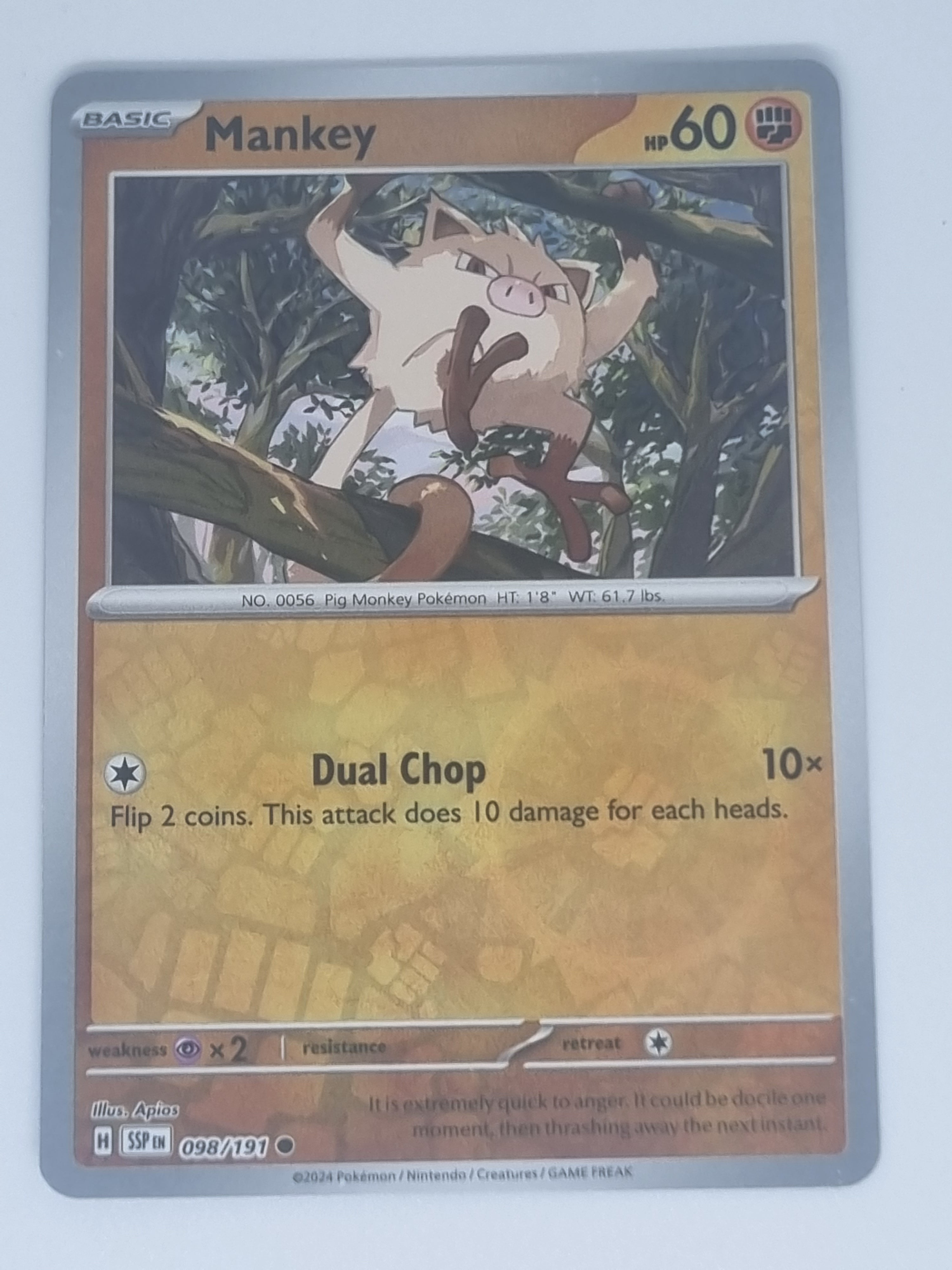 Pokemon TCG - Surging Sparks - #098/191 - Reverse Holo - Mankey - Common