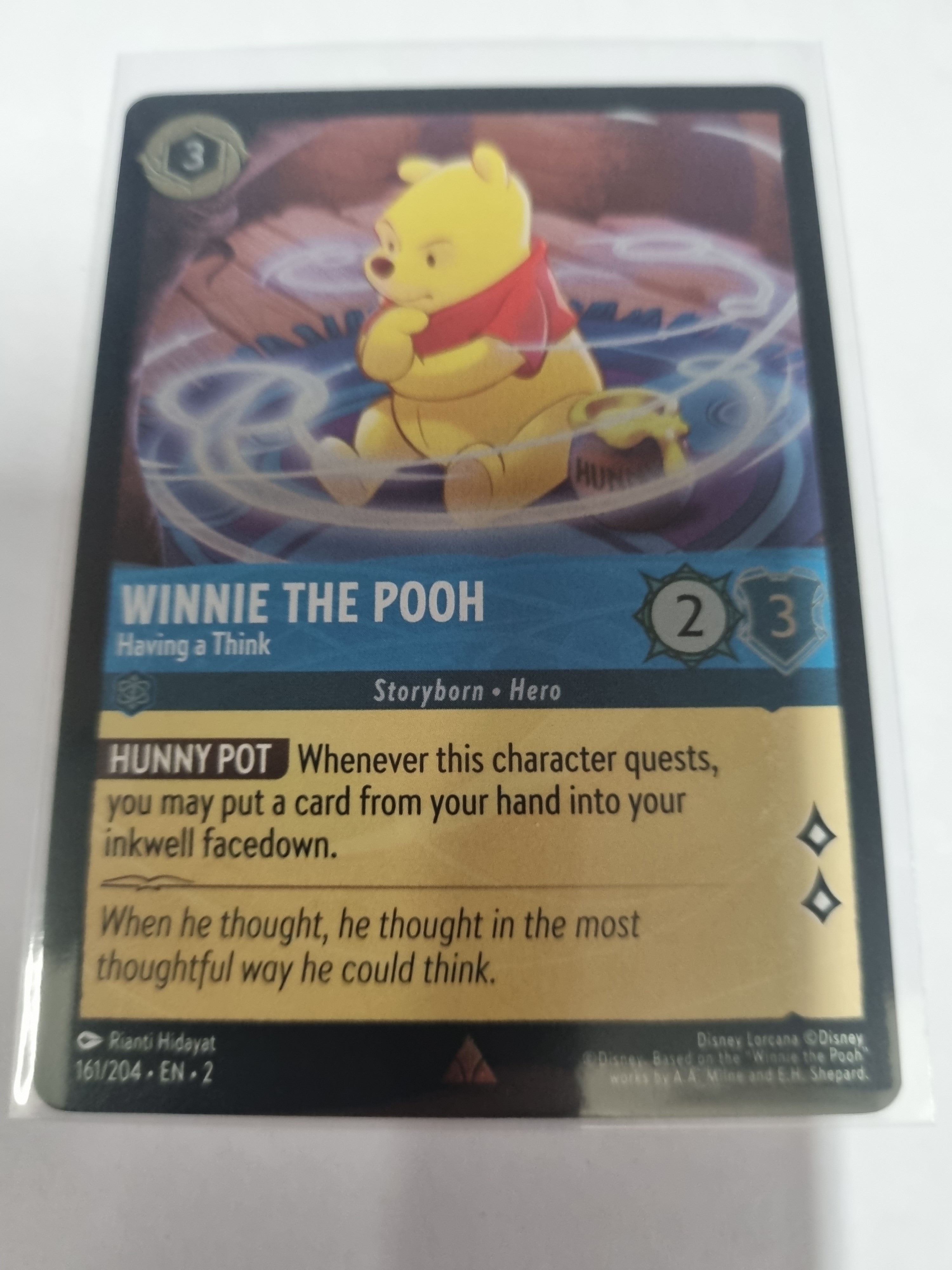 Lorcana - Floodborn - #161/204 - Coldfoil - Winnie The Pooh - Having a Think - Rare