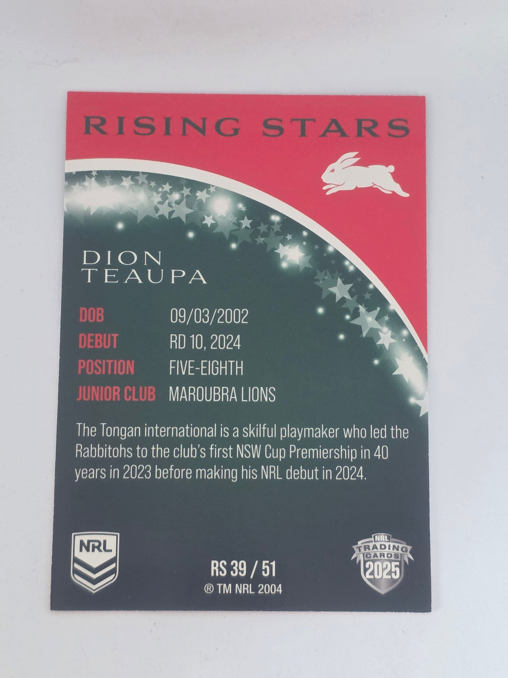 NRL 2025 Traders | Rising Stars | #RS39 | Dion Teaupa | Rabbitohs