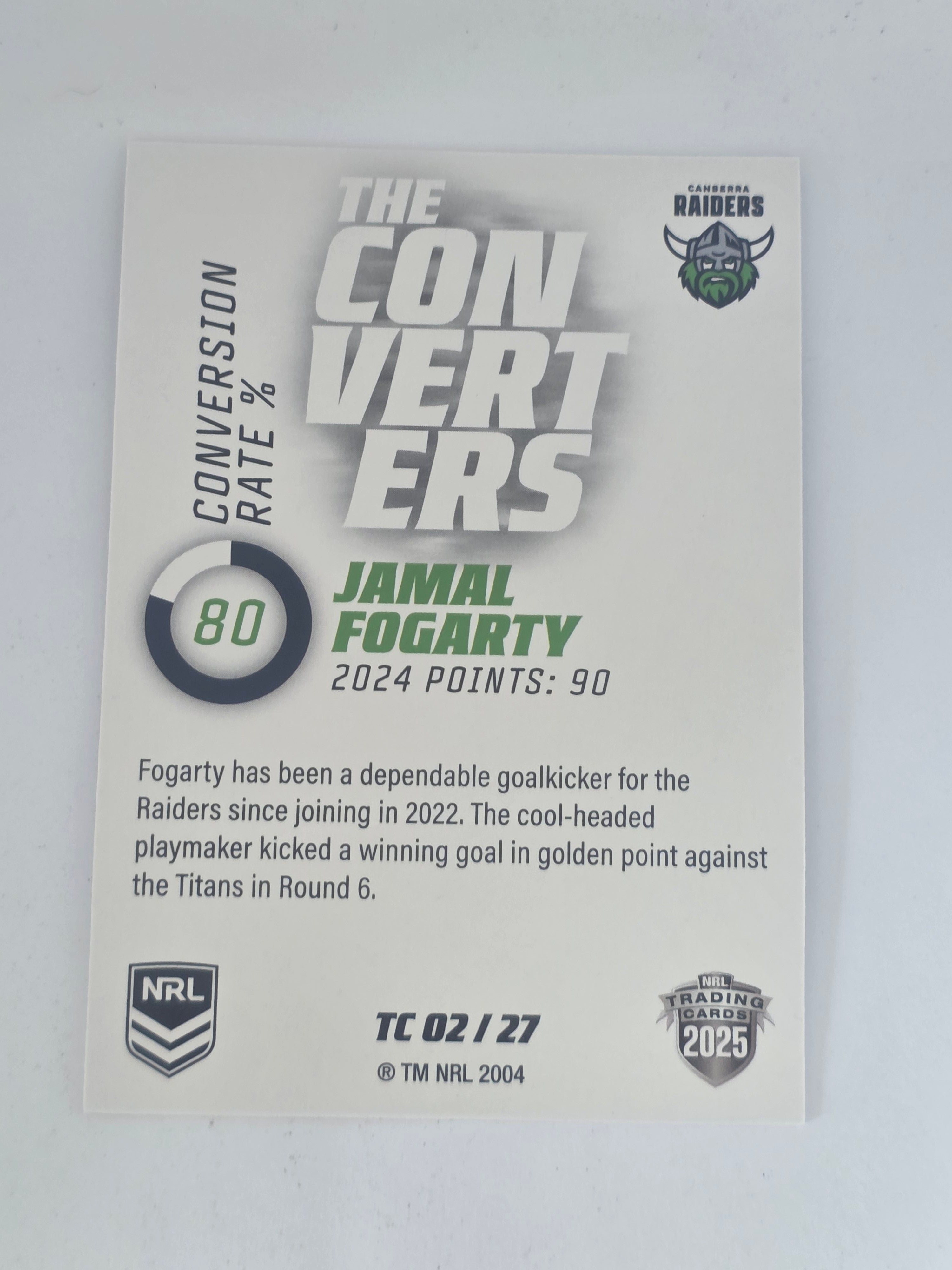 NRL 2025 Traders | Converters | #TC2 | Jamal Fogarty | Raiders