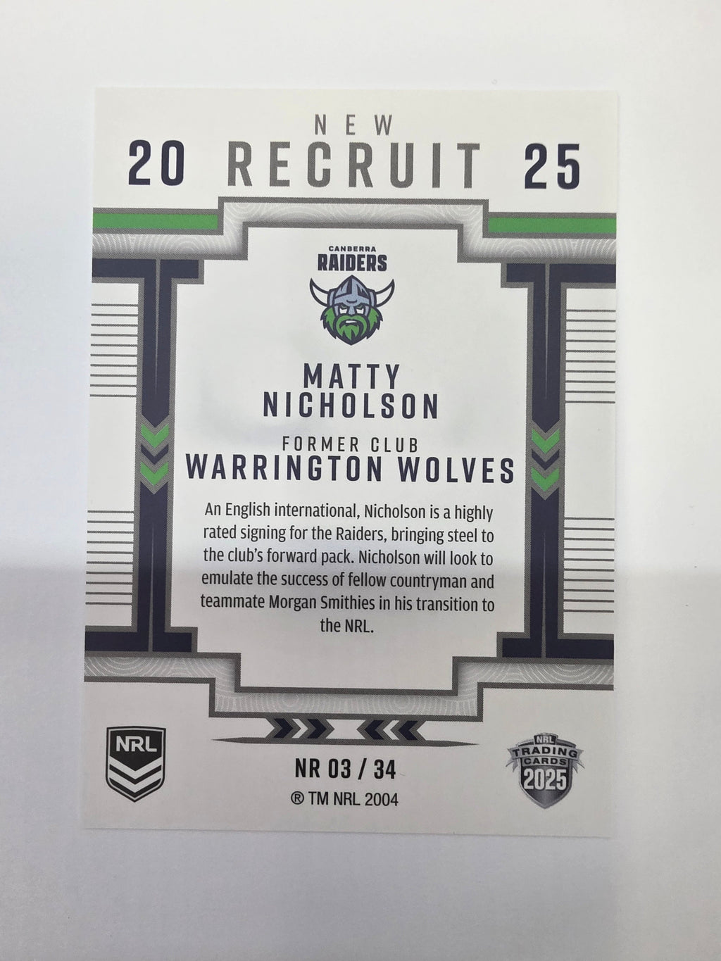 NRL 2025 Elite | New Recruits | #NR03 | Matty Nicholson | Raiders