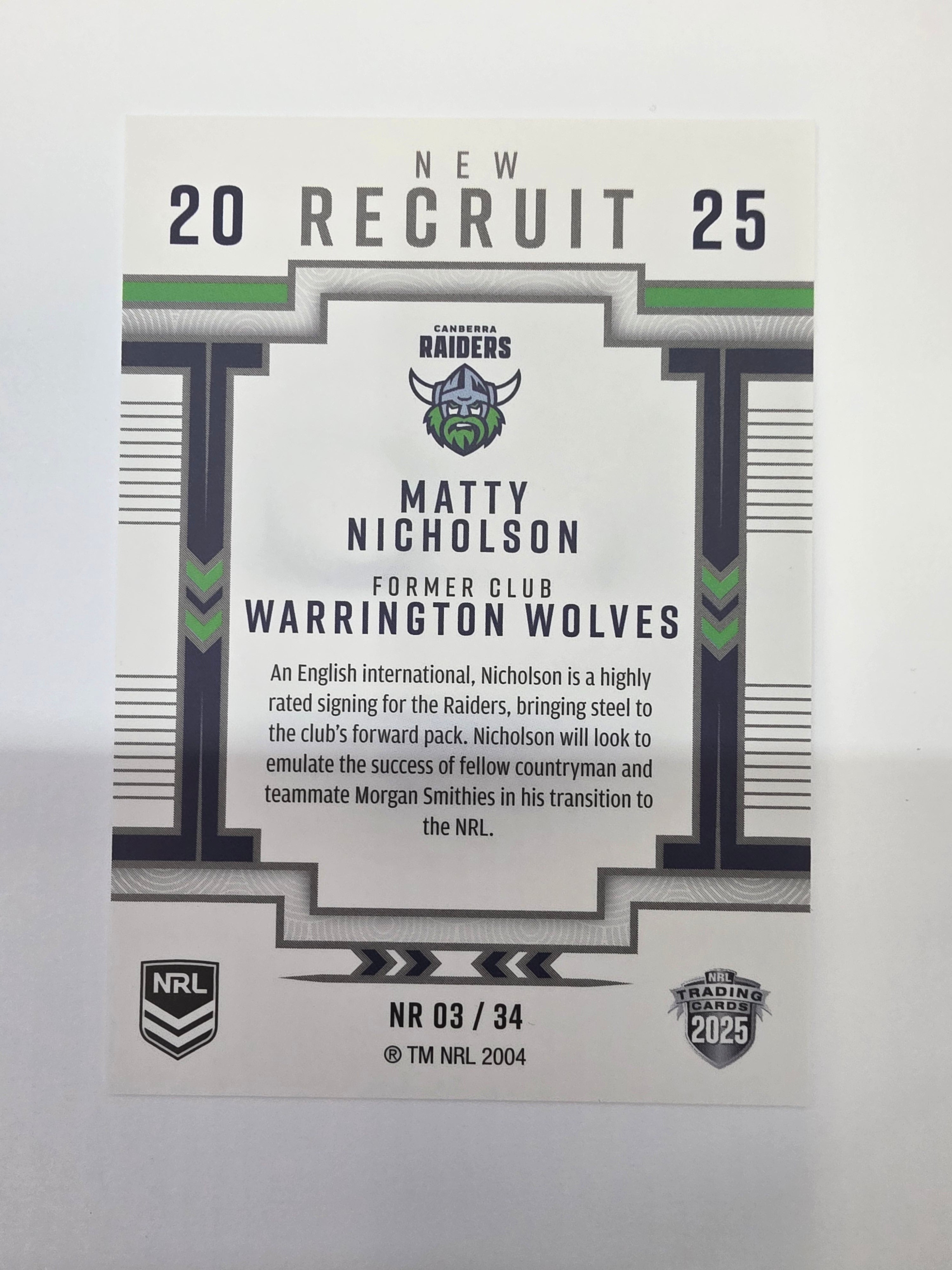 NRL 2025 Elite | New Recruits | #NR03 | Matty Nicholson | Raiders