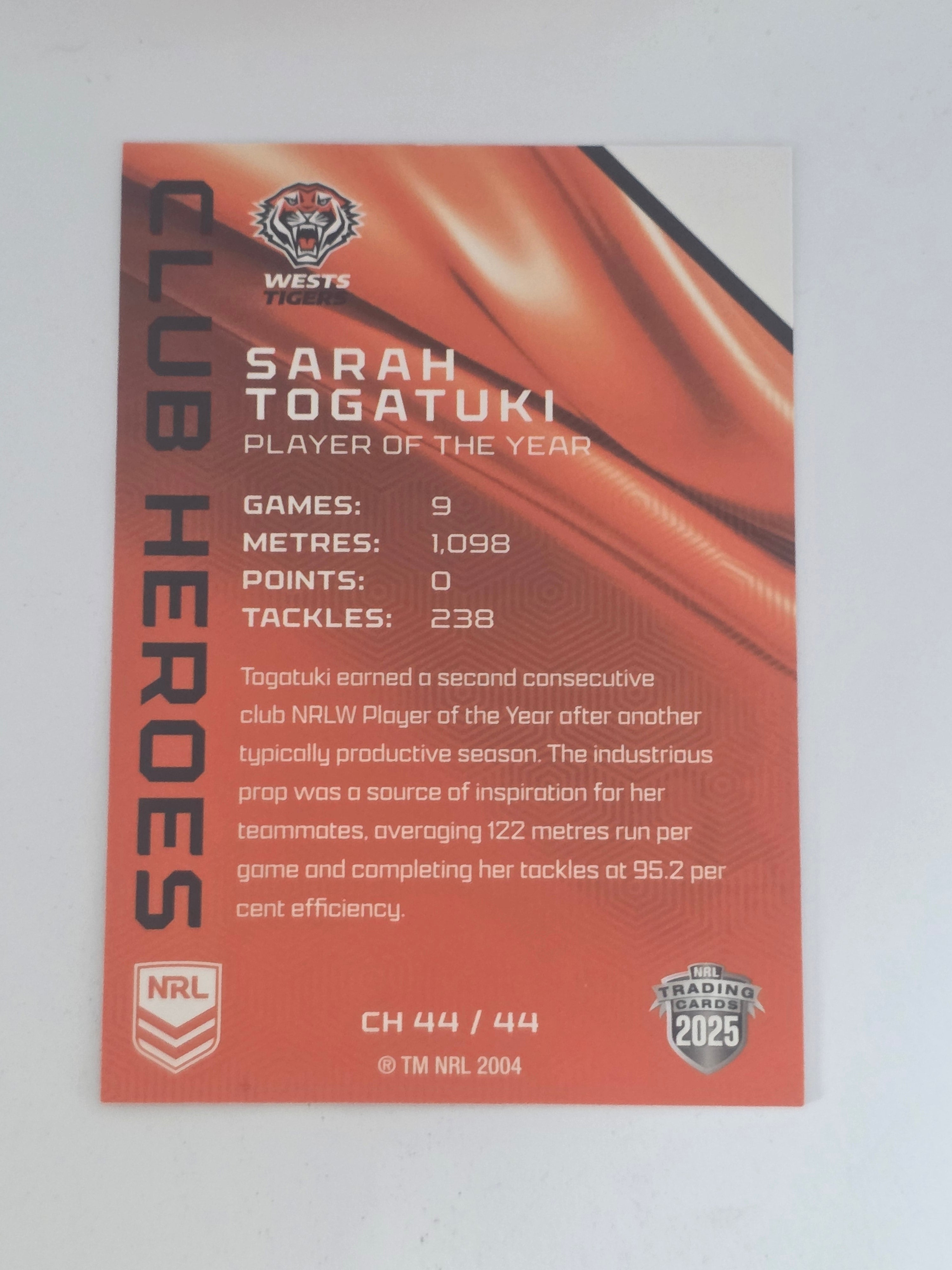 NRL 2025 Traders | Club Heroes | #CH44 | Sarah Togatuki | Tigers