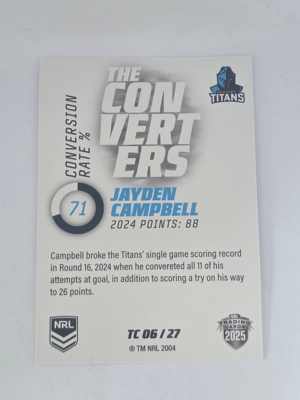 NRL 2025 Traders | Converters | #TC6 | Jayden Campbell | Titans