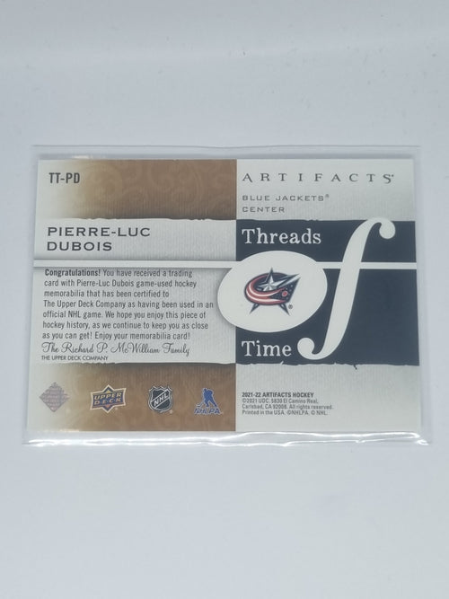2021-22 Hockey Artifacts Threads of Time #TT-PD Pierre-Luc Dubois - Blue Jackets