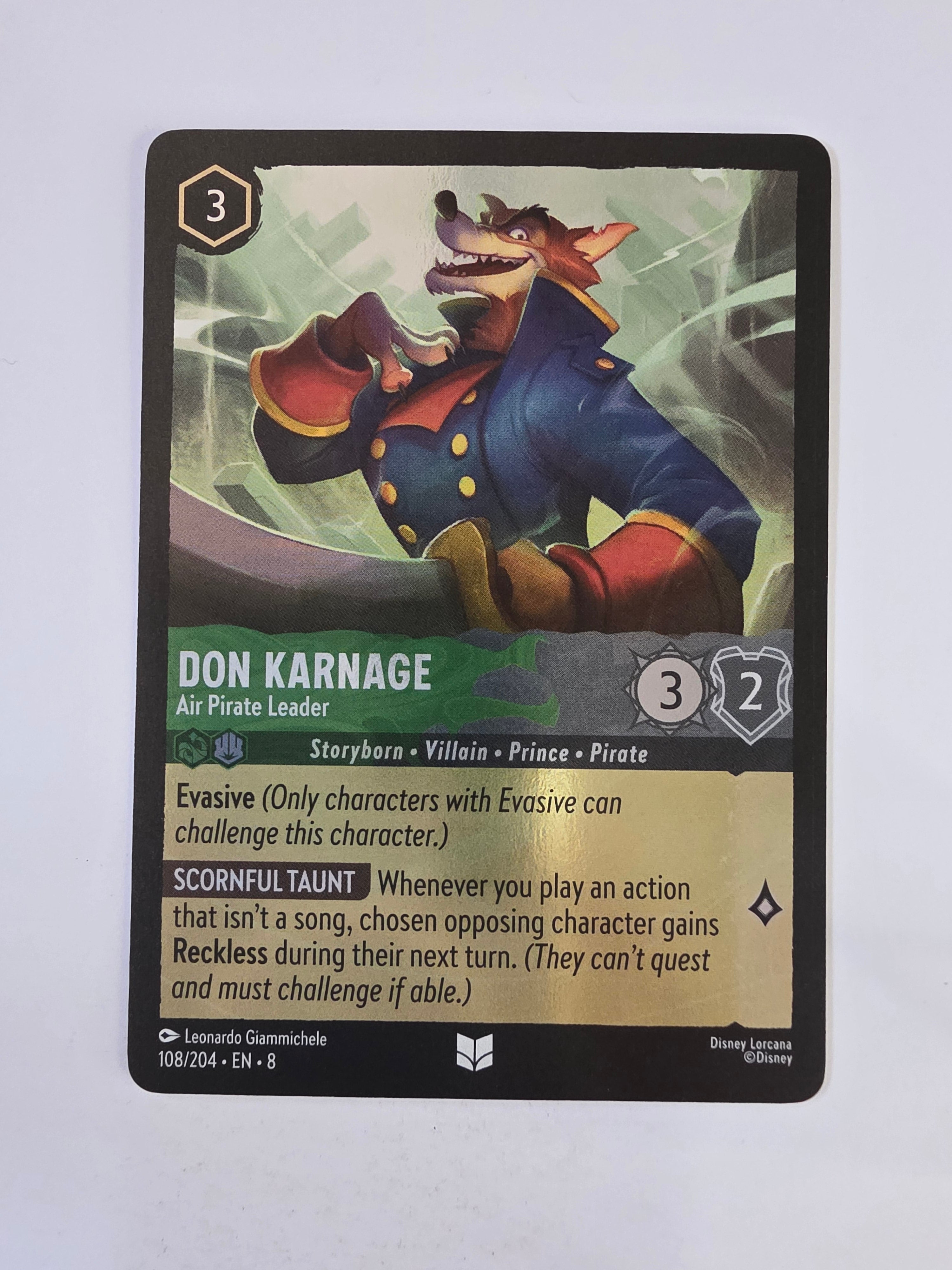 Disney Lorcana Reign of Jafar | Coldfoil | Don Karnage Air Pirate Leader | #108 | Uncommon