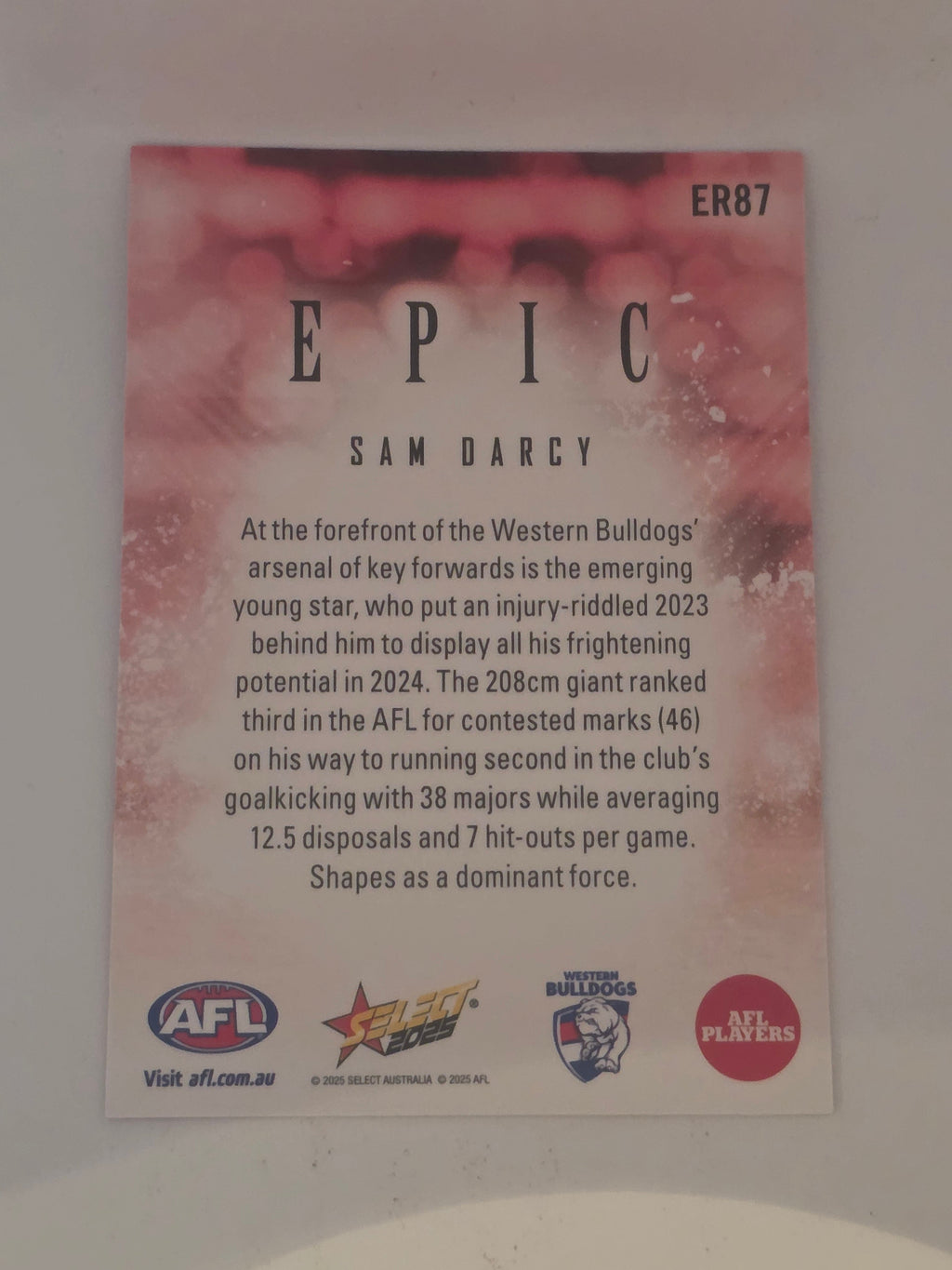 AFL Footy Stars 2025 | Epic Red | #ER87 | S. Darcy | Western Bulldogs