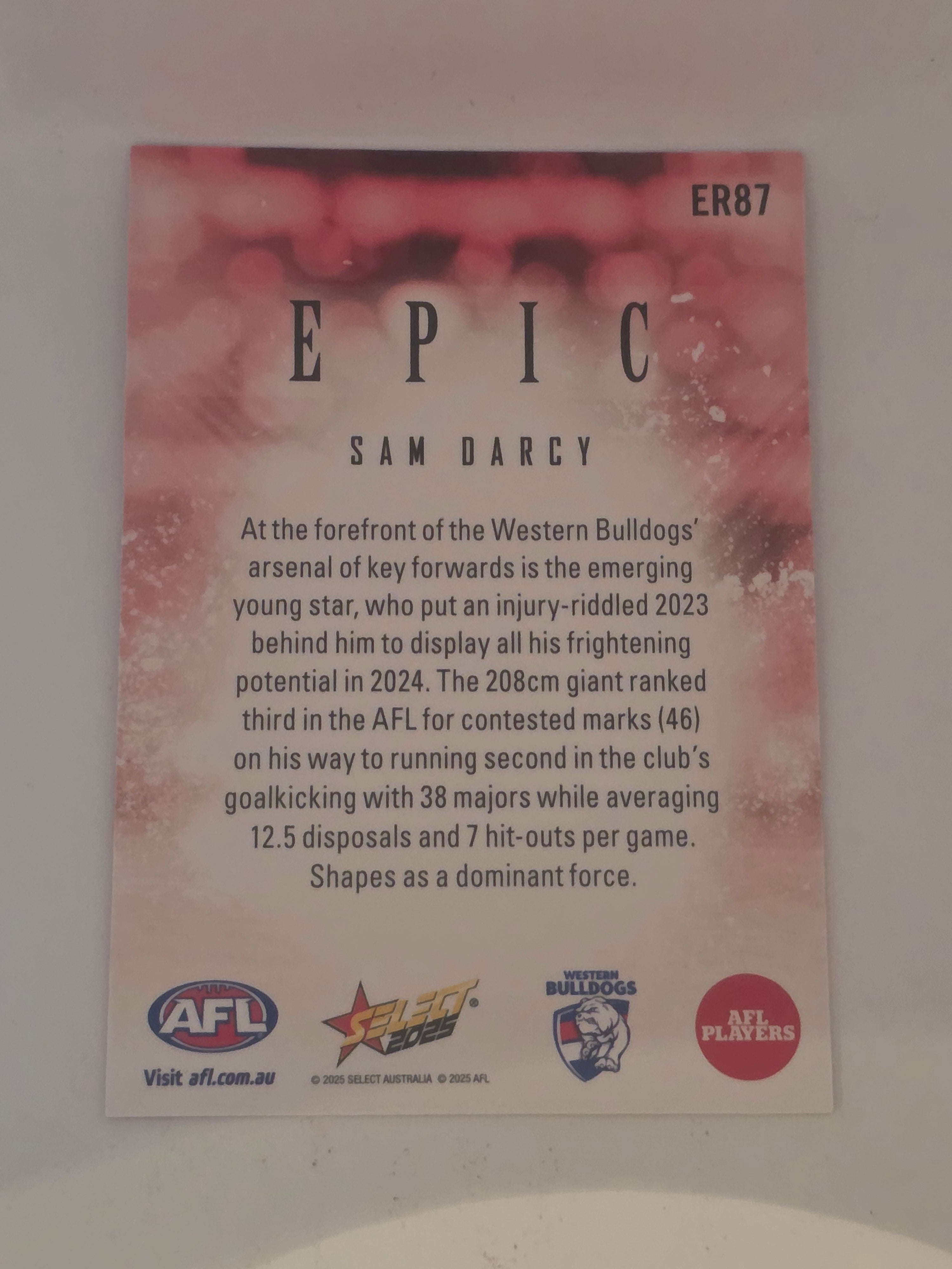 AFL Footy Stars 2025 | Epic Red | #ER87 | S. Darcy | Western Bulldogs