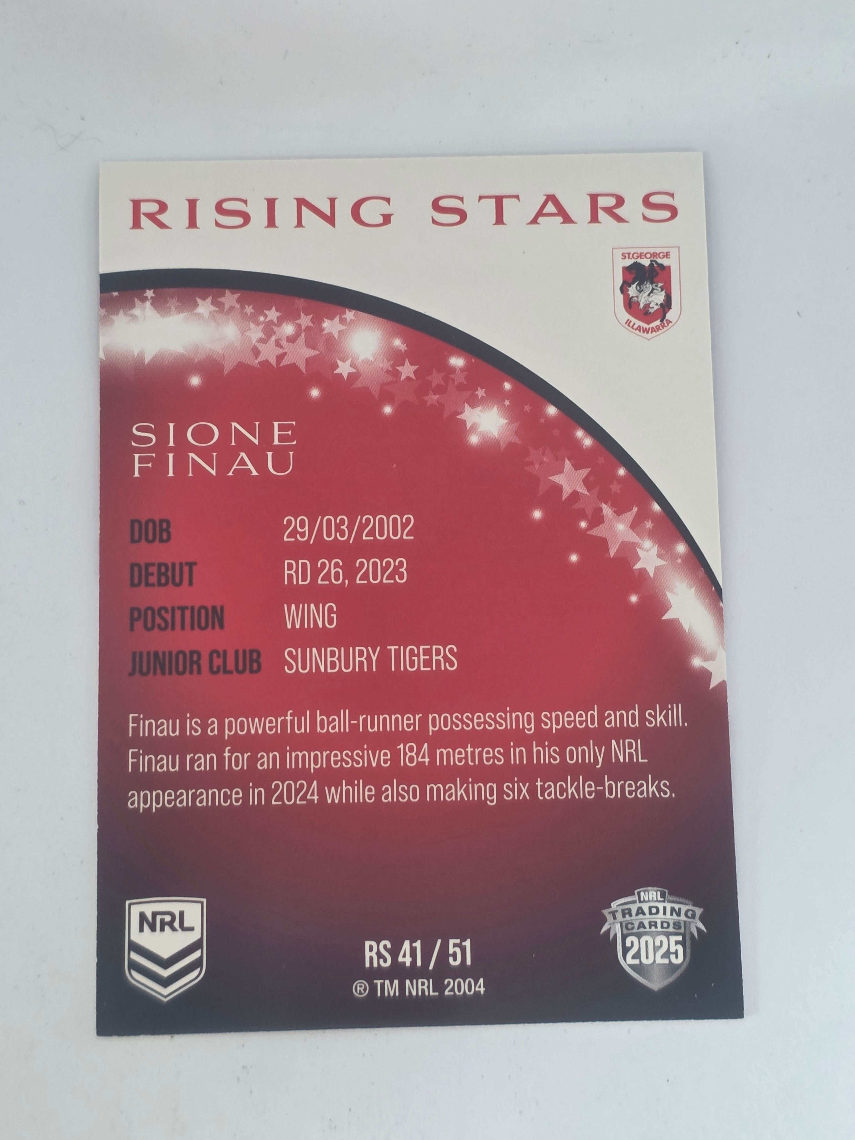 NRL 2025 Traders | Rising Stars | #RS41 | Sione Finau | Dragons