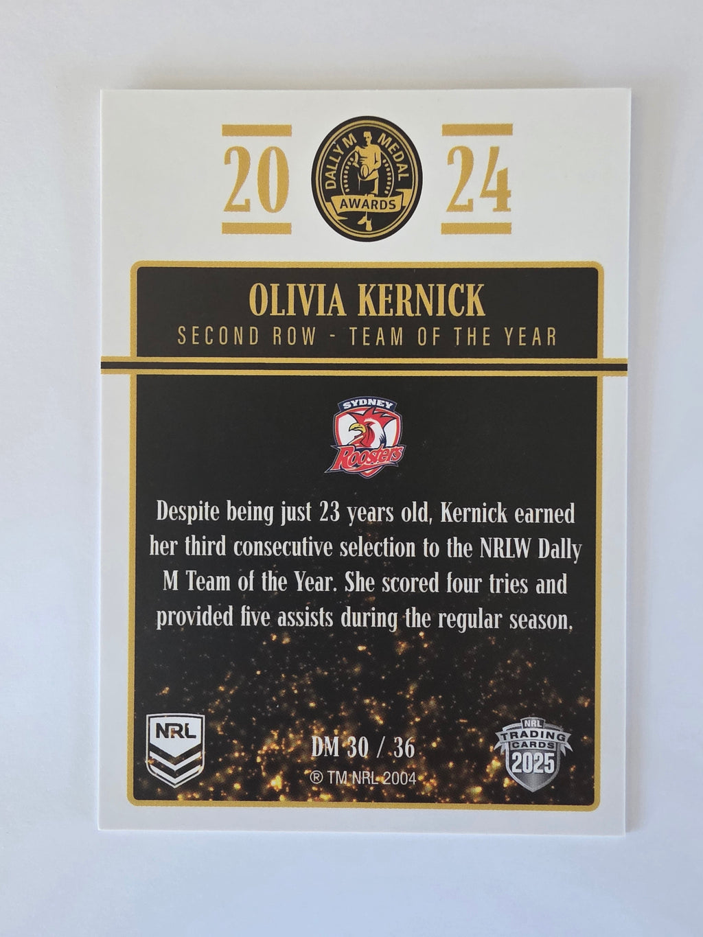 NRL 2025 Elite | 2024 Dally M Awards | #DM30 | Olivia Kernick | Roosters