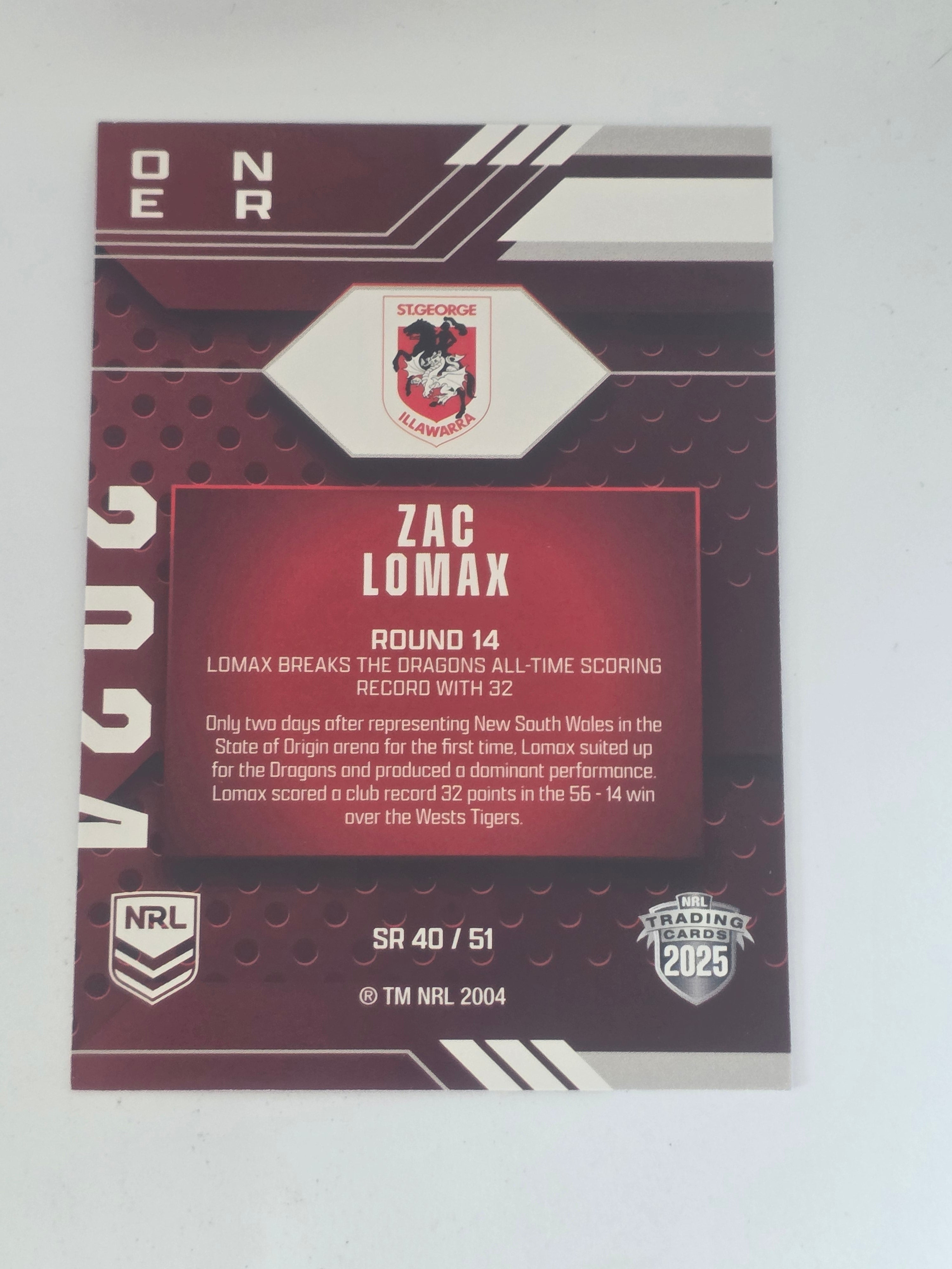 NRL 2025 Traders | 2024 Season to Remember | #SR40 | Zac Lomax | Dragons