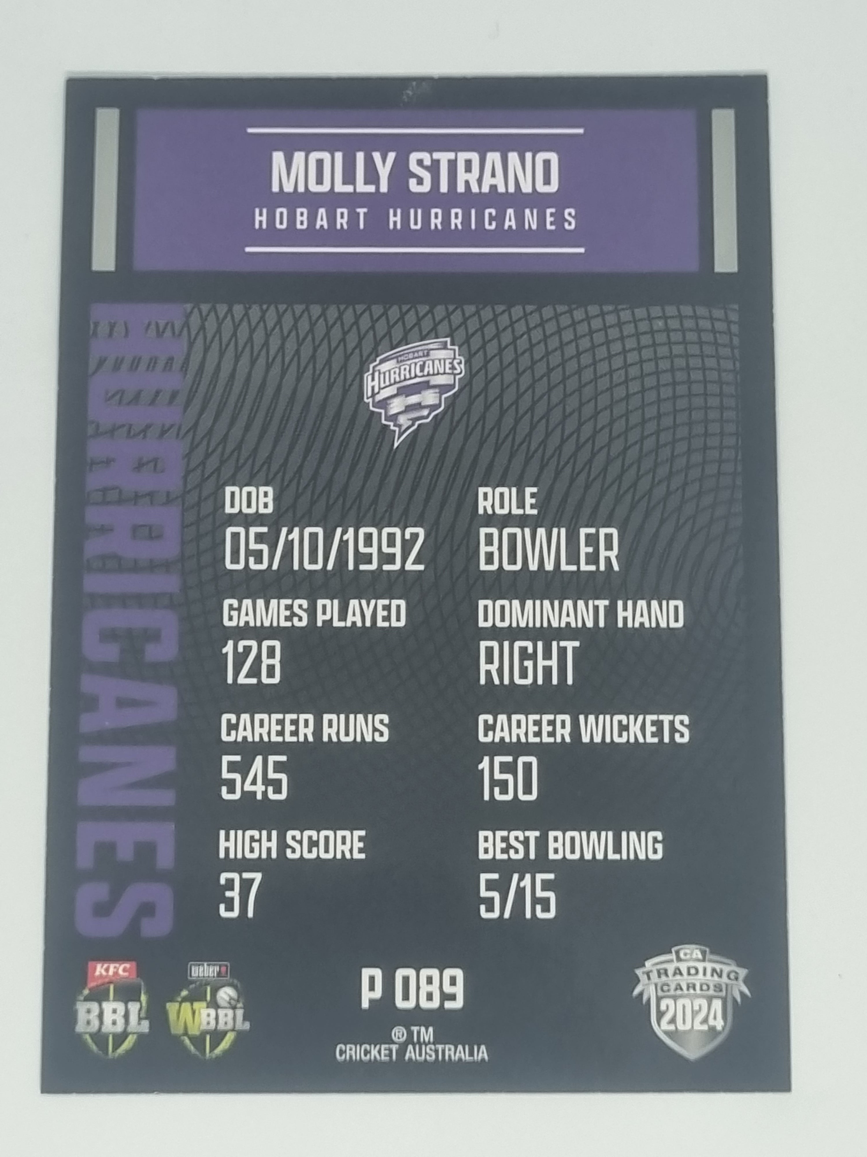 2024-25 LUXE Cricket Traders - Parallel - #P089 - Molly Strano - Hurricanes