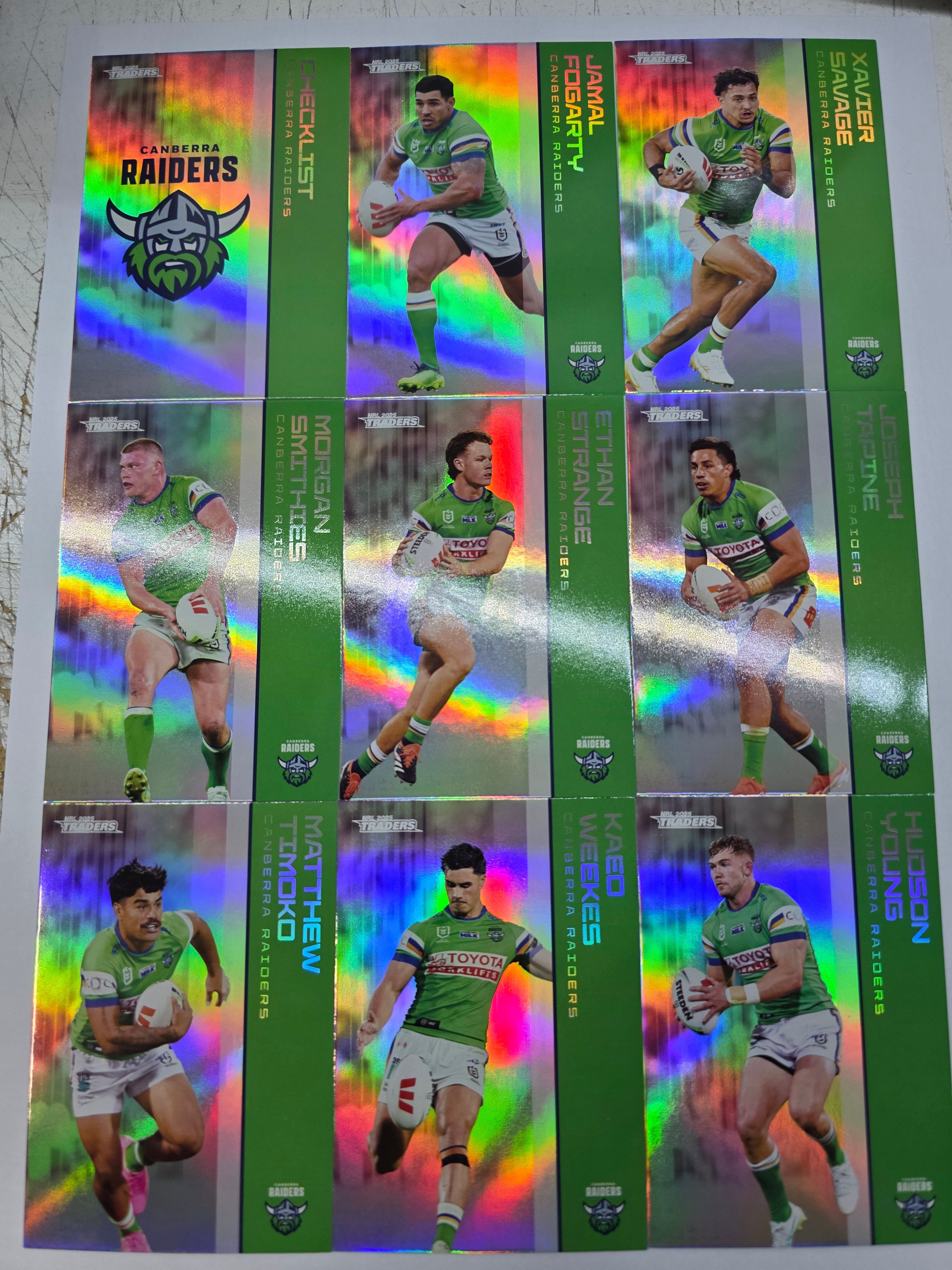 NRL 2025 Traders - Silver Team Set 9 Cards - Raiders