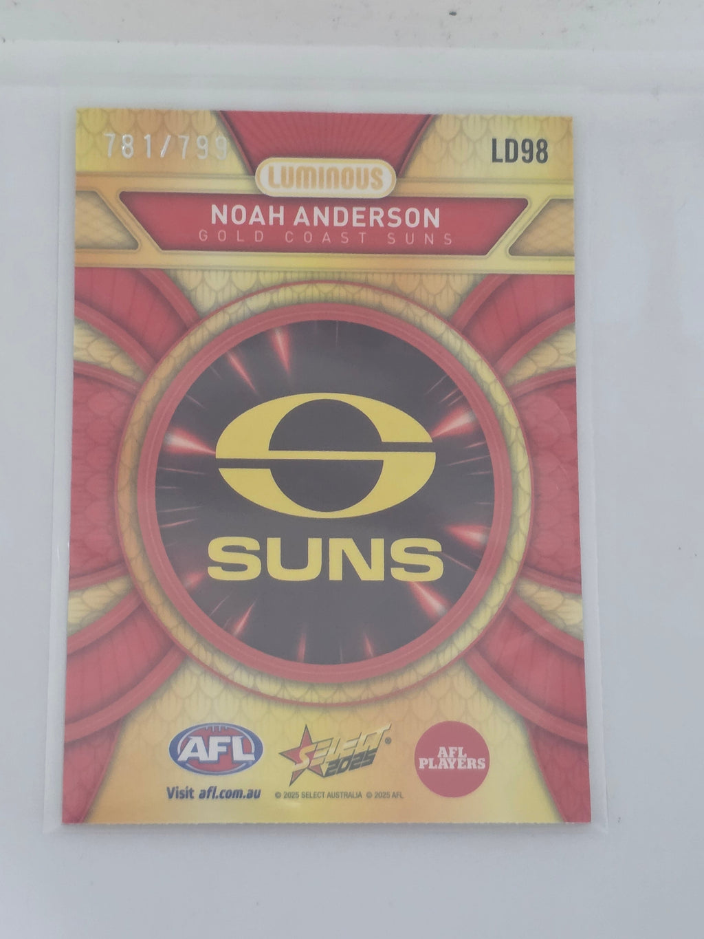 AFL Footy Stars 2025 Luminous Dragon Scales #LD98 N. ANDERSON Suns #781/799