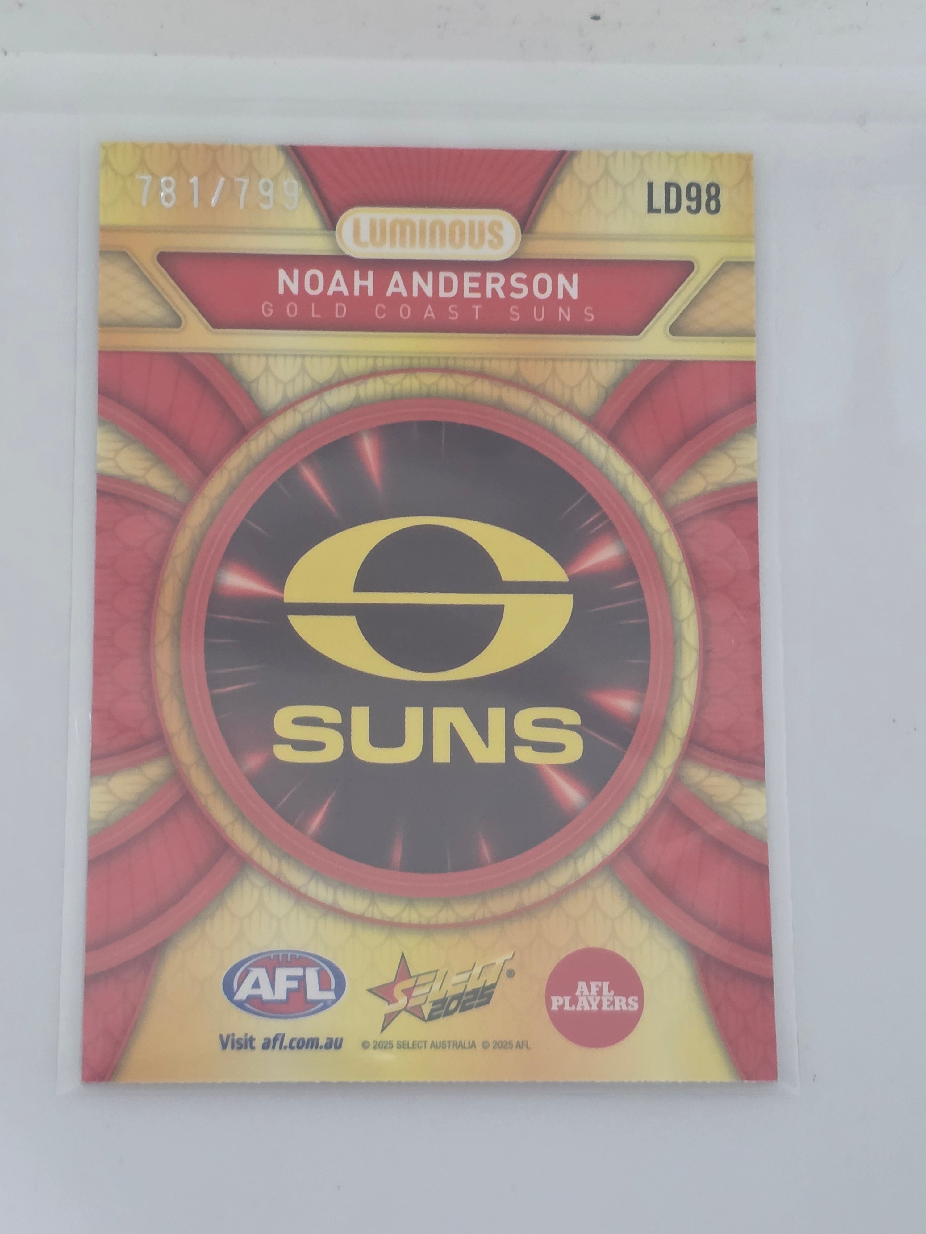 AFL Footy Stars 2025 Luminous Dragon Scales #LD98 N. ANDERSON Suns #781/799