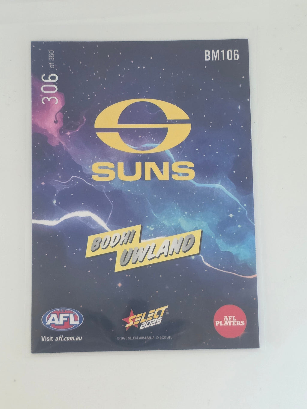 AFL Footy Stars 2025 | Booom | #BM106 | B. Uwland | Gold Coast Suns | #306/360