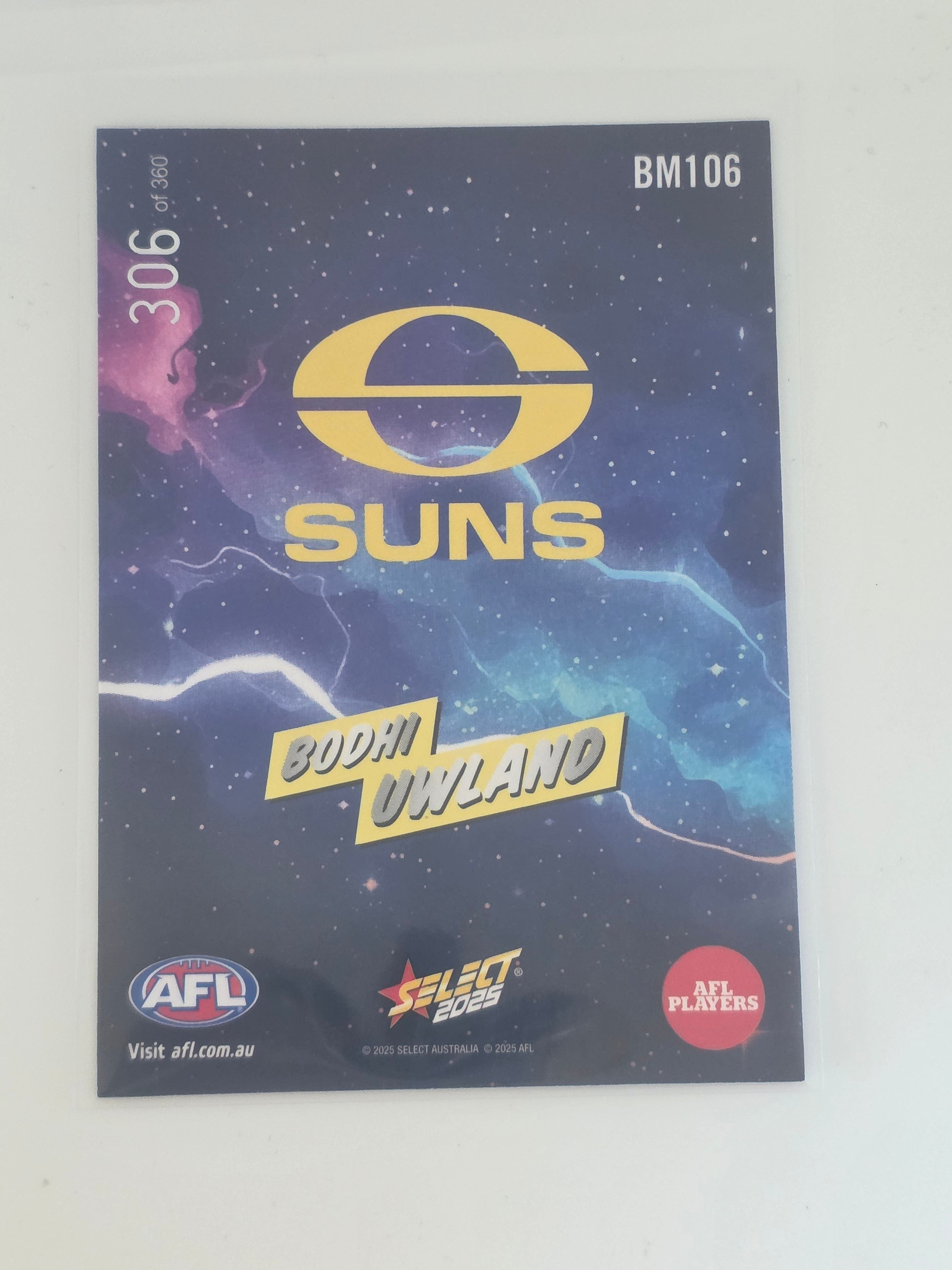 AFL Footy Stars 2025 | Booom | #BM106 | B. Uwland | Gold Coast Suns | #306/360