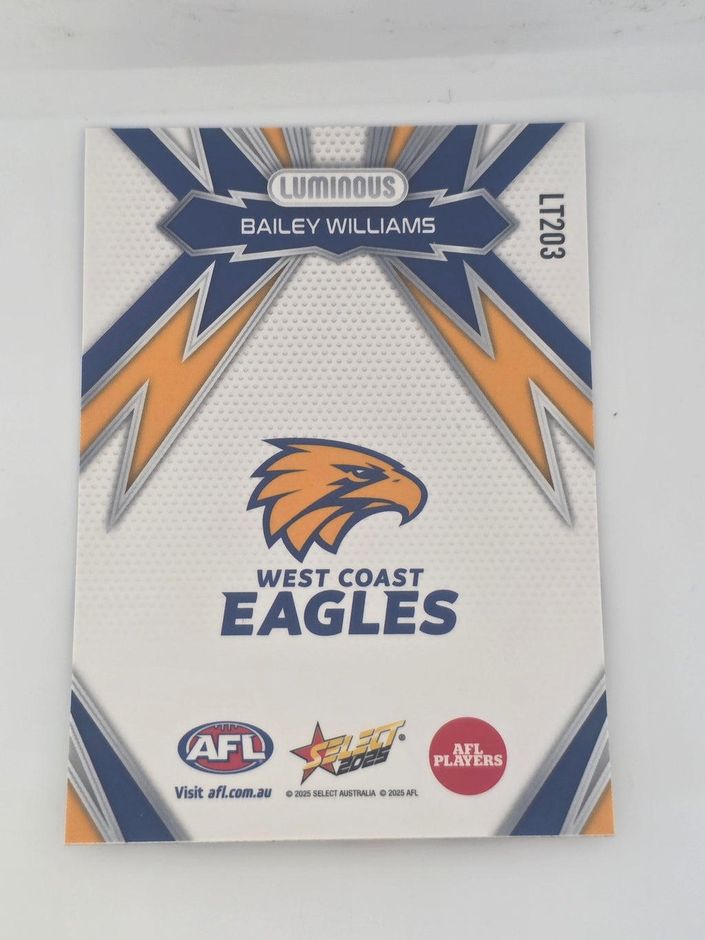 AFL Footy Stars 2025 | Luminous Thunderbolt | #LT203 | B. Williams | West Coast