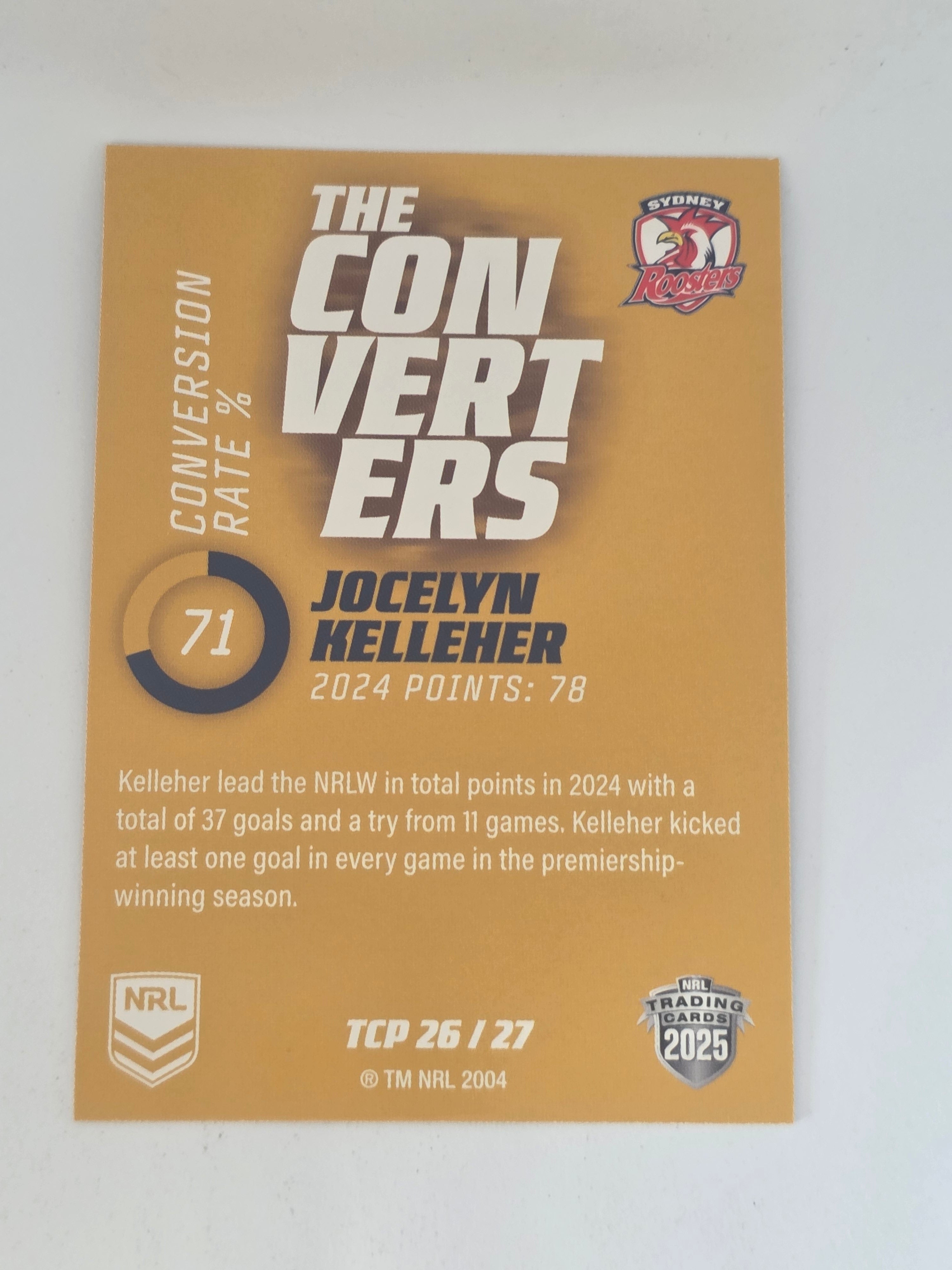 NRL 2025 Traders Titanium| Converters Parallel #TCP26 Jocelyn Kelleher Roosters