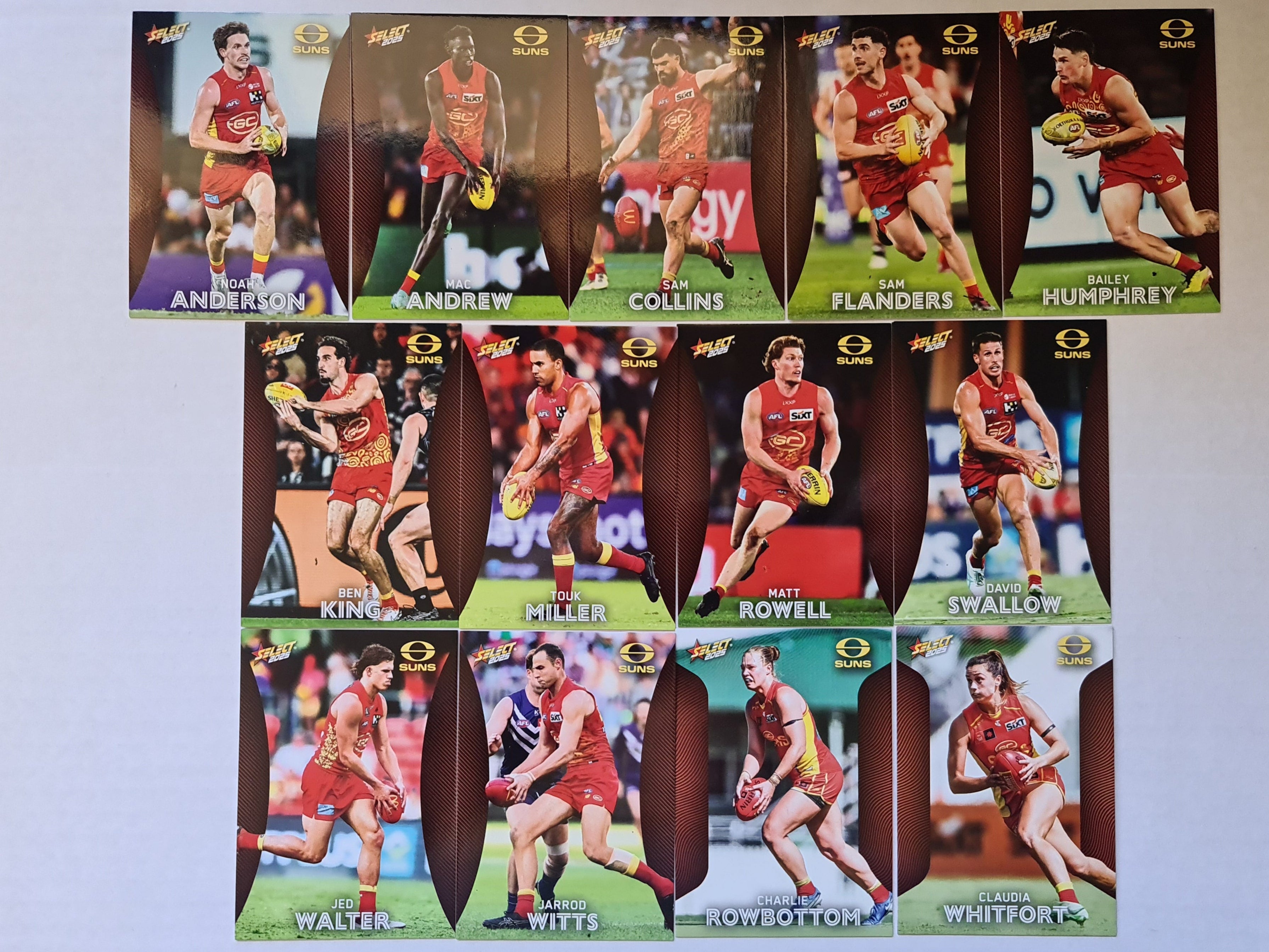 AFL Footy Stars 2025 | Complete Base Team Set | Gold Coast Suns | 13 Cards