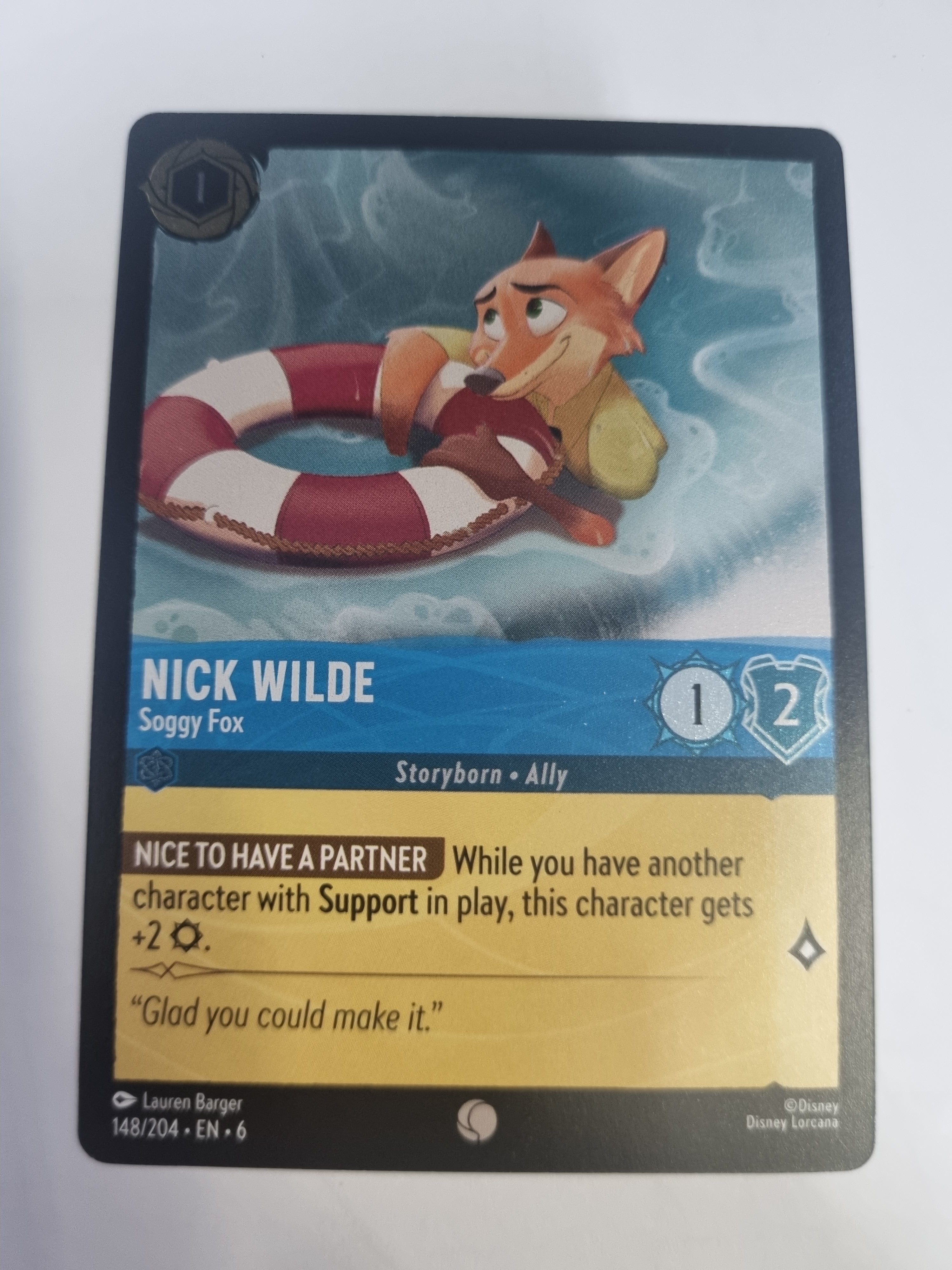 Lorcana Azurite Sea - COLDFOIL - Nick Wilde - Soggy Fox - #148/204 - Common
