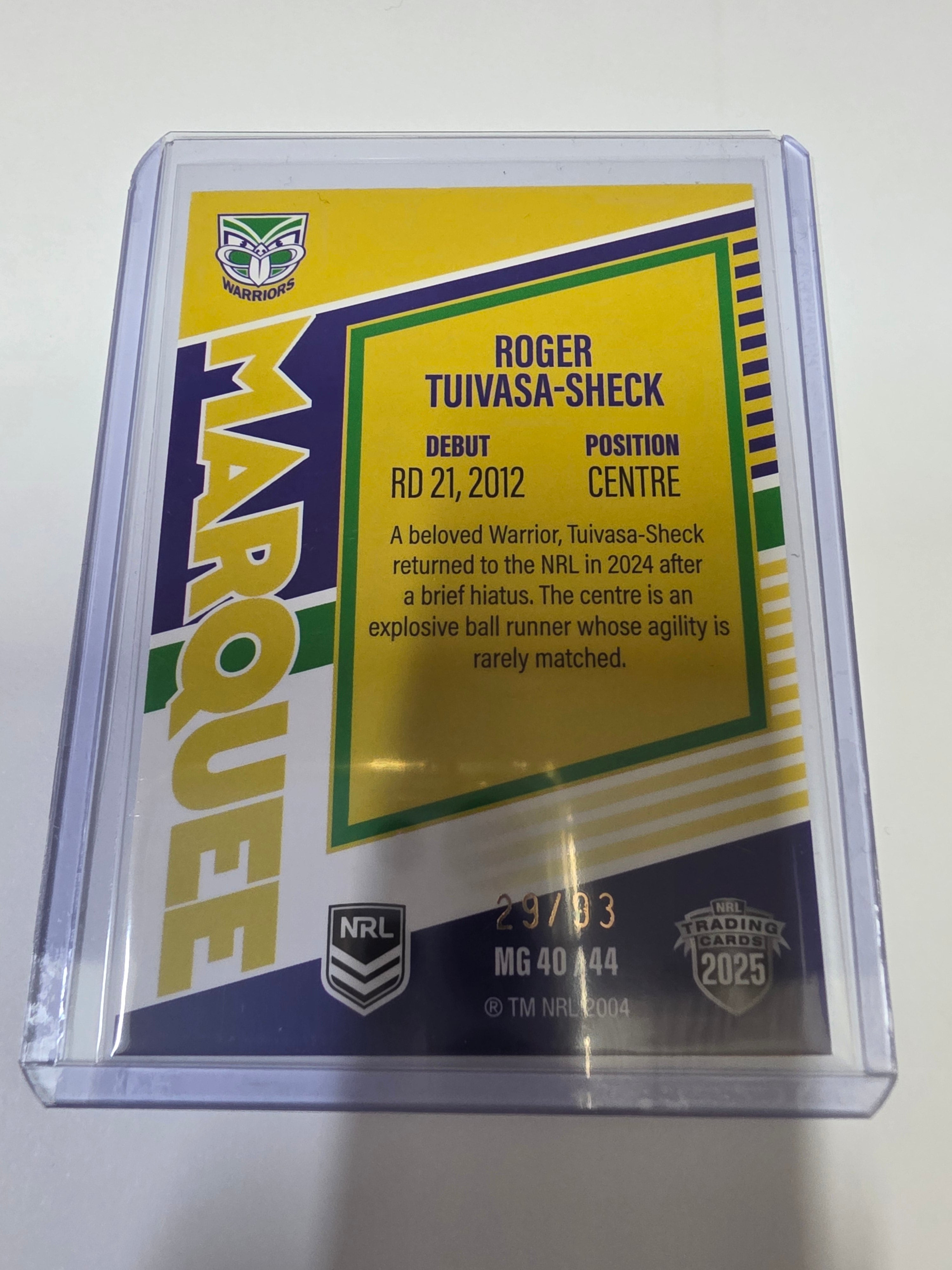 NRL 2025 Elite | Marquee Gold | #MG40 | Roger Tuivasa-Sheck | #29/93 | Warriors