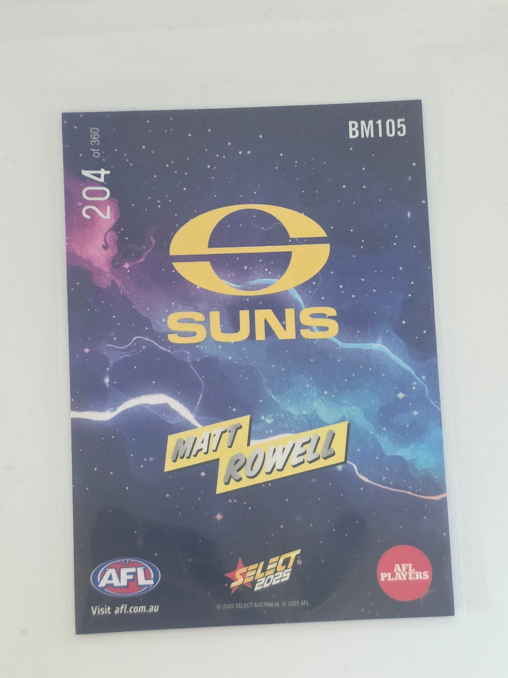 AFL Footy Stars 2025 | Booom | #BM105 | M. Rowell | Gold Coast Suns | #204/360