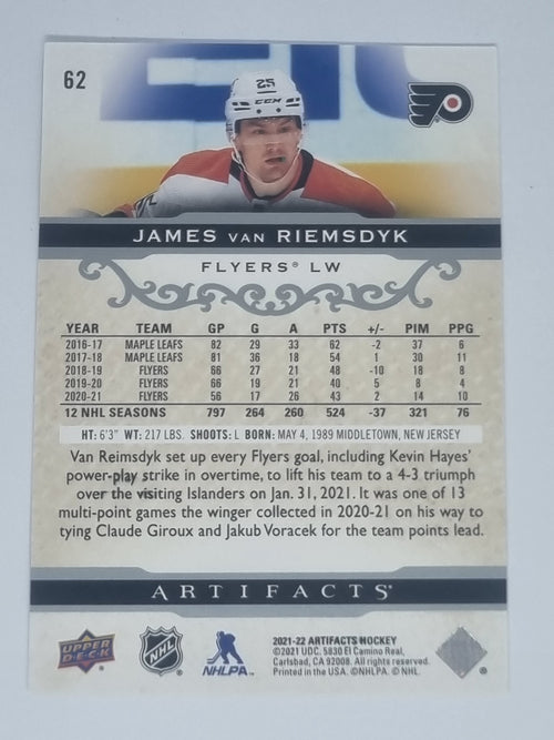 2021-22 Hockey Artifacts - #62 - James Van Riemsdyk - Flyers