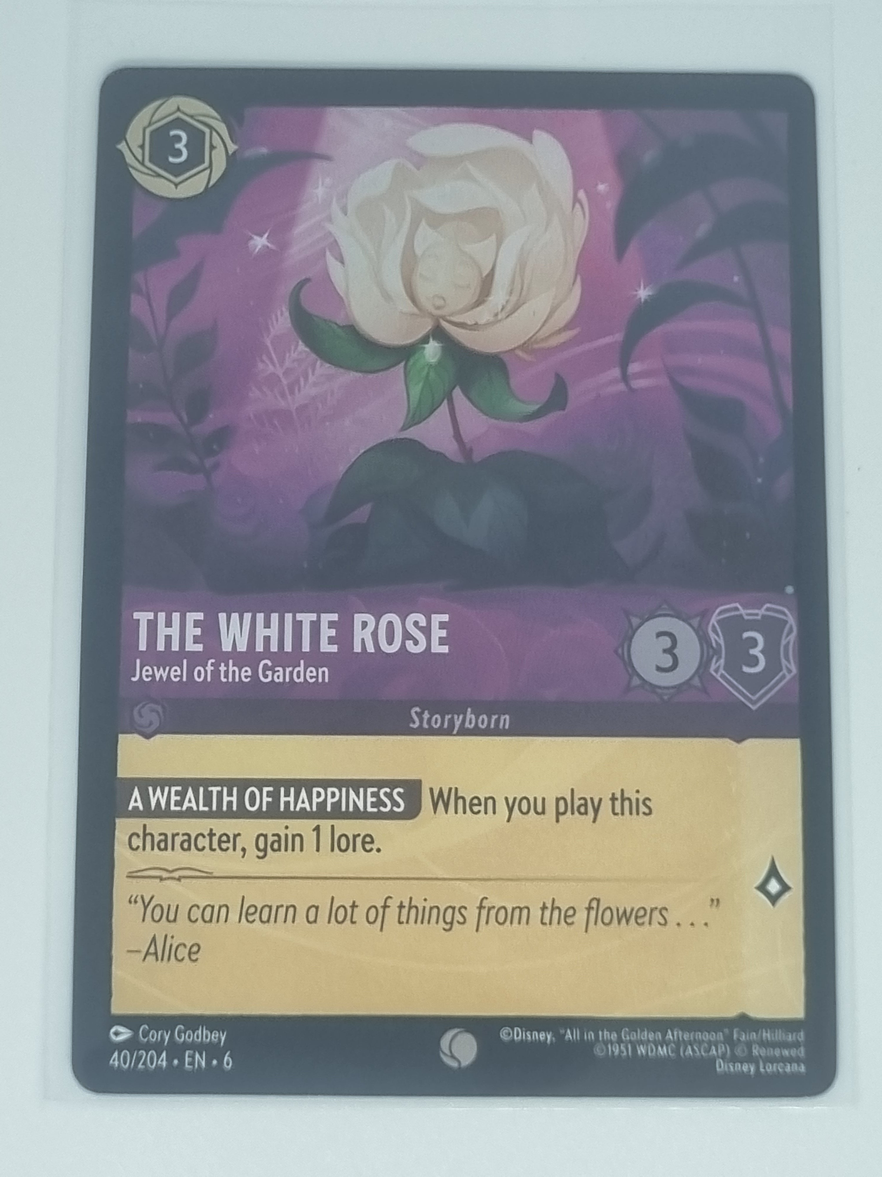 Lorcana Azurite Sea - COLDFOIL - White Rose - Jewel of the Garden #40/204 Common