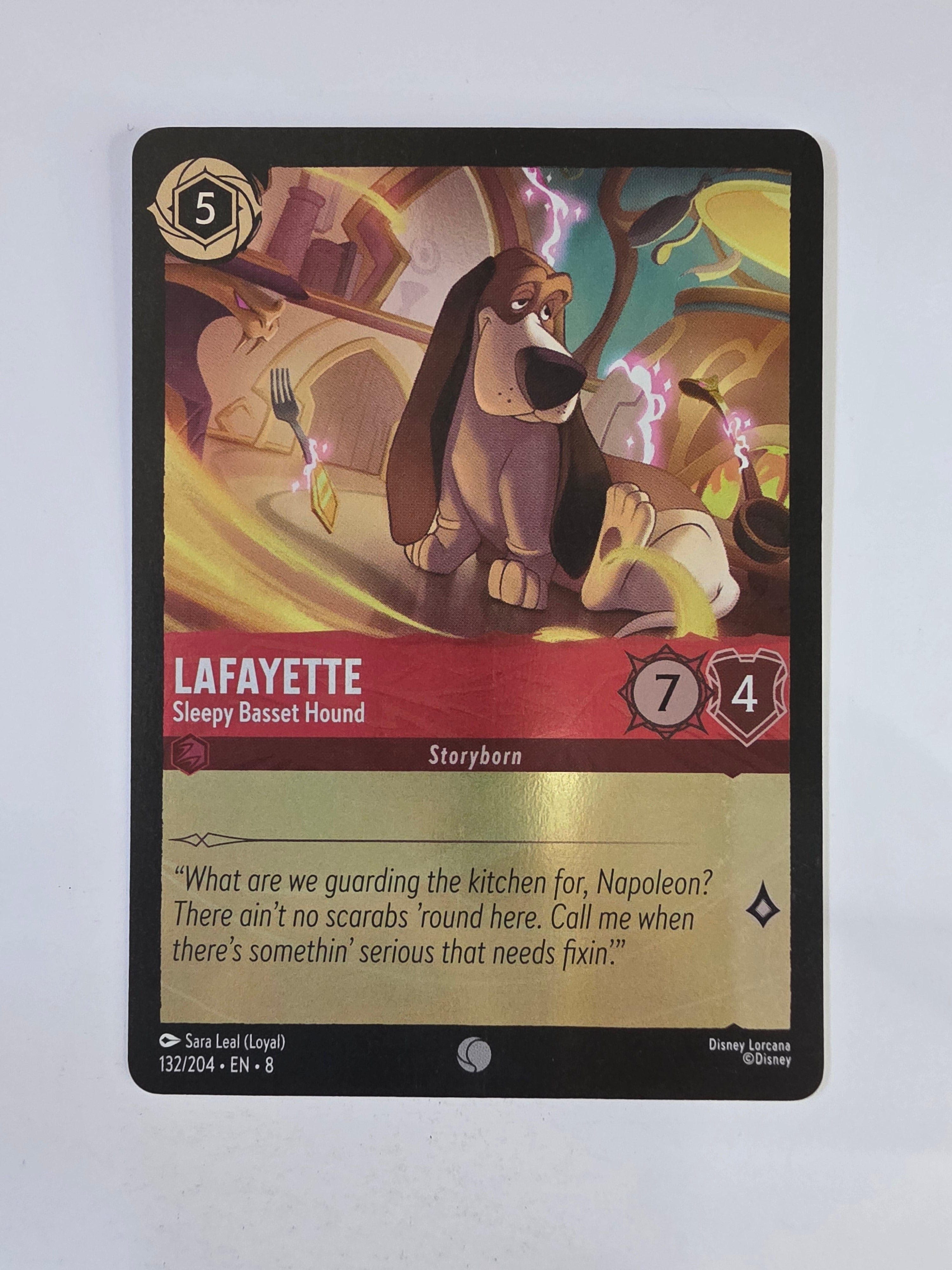 Disney Lorcana Reign of Jafar | Coldfoil | Lafayette Sleepy Basset Hound | #132 | Common