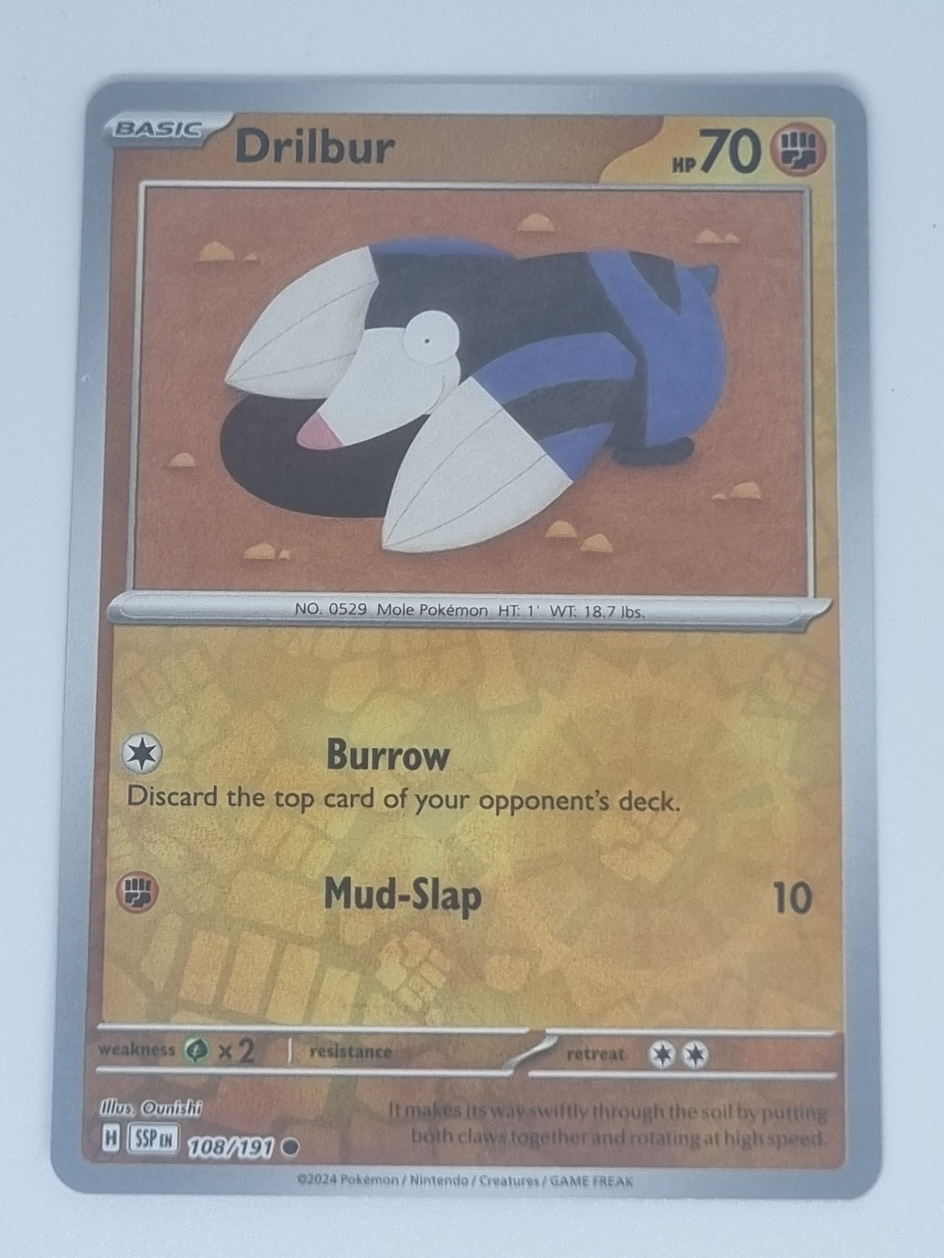 Pokemon TCG - Surging Sparks - #108/191 - Reverse Holo - Drilbur - Common