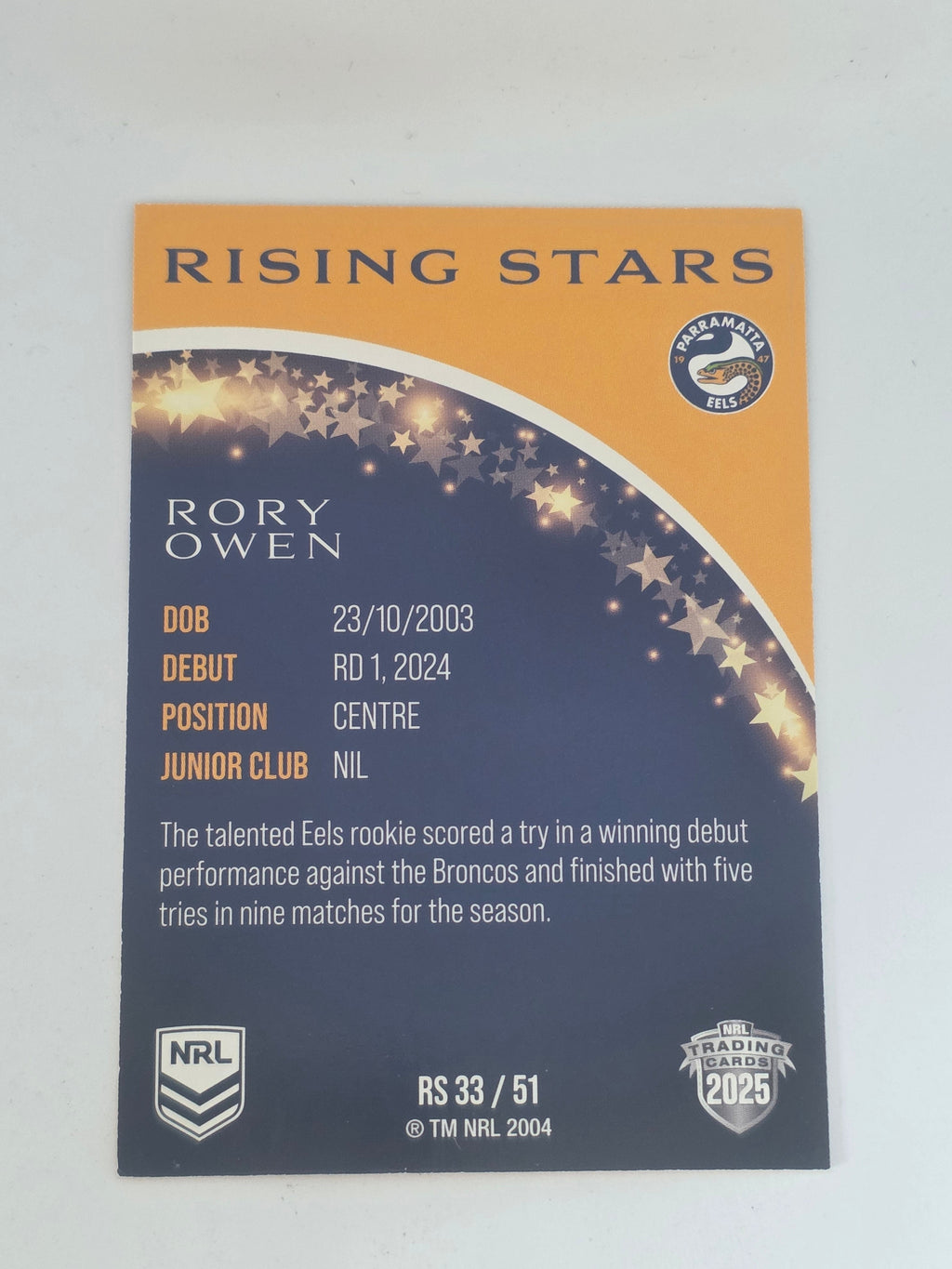 NRL 2025 Traders | Rising Stars | #RS33 | Rory Owen | Eels