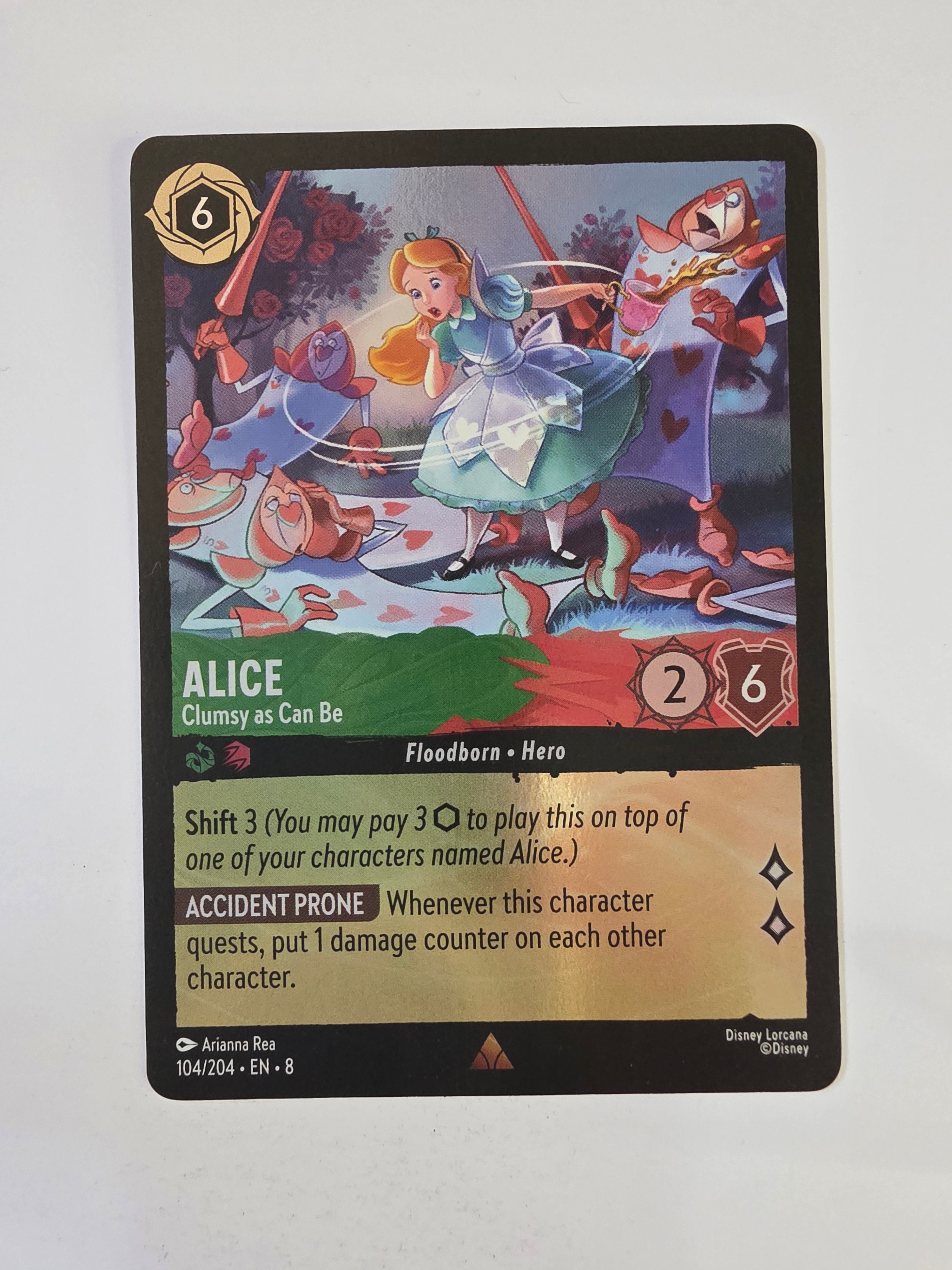 Disney Lorcana Reign of Jafar | Coldfoil | Alice Clumsy as Can Be | #104 | Rare