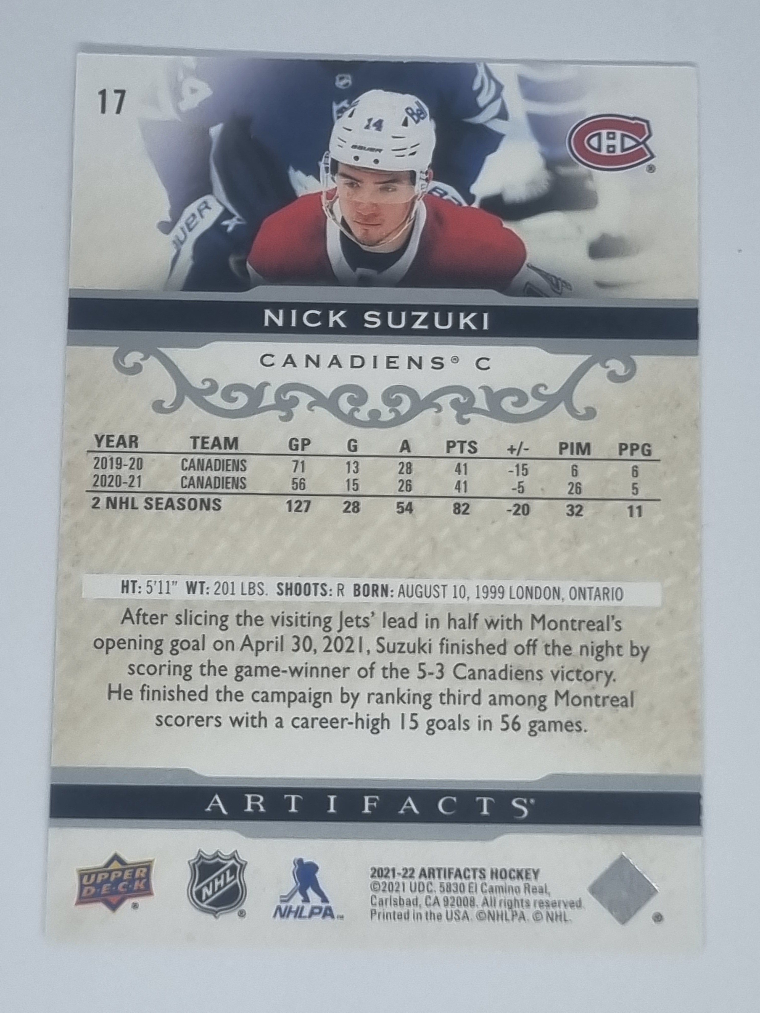 2021-22 Hockey Artifacts - #17 - Nick Suzuki - Canadiens
