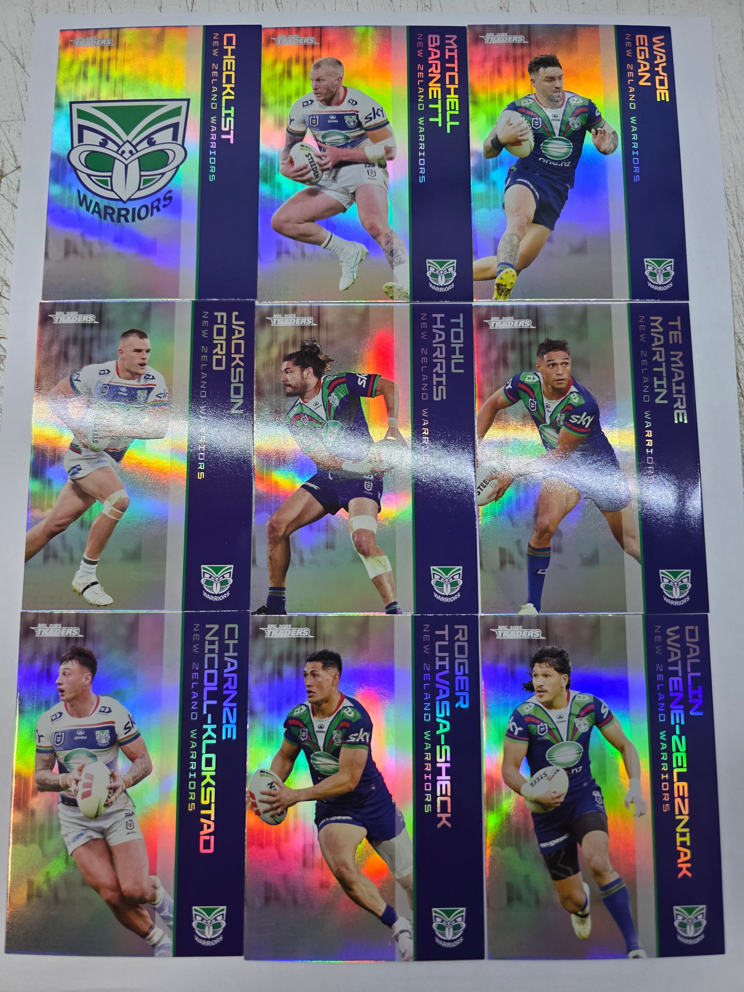 NRL 2025 Traders - Silver Team Set 9 Cards -Warriors