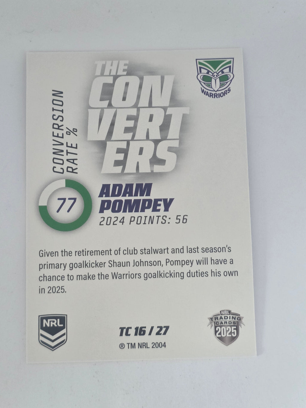NRL 2025 Traders | Converters | #TC16 | Adam Pompey | Warriors