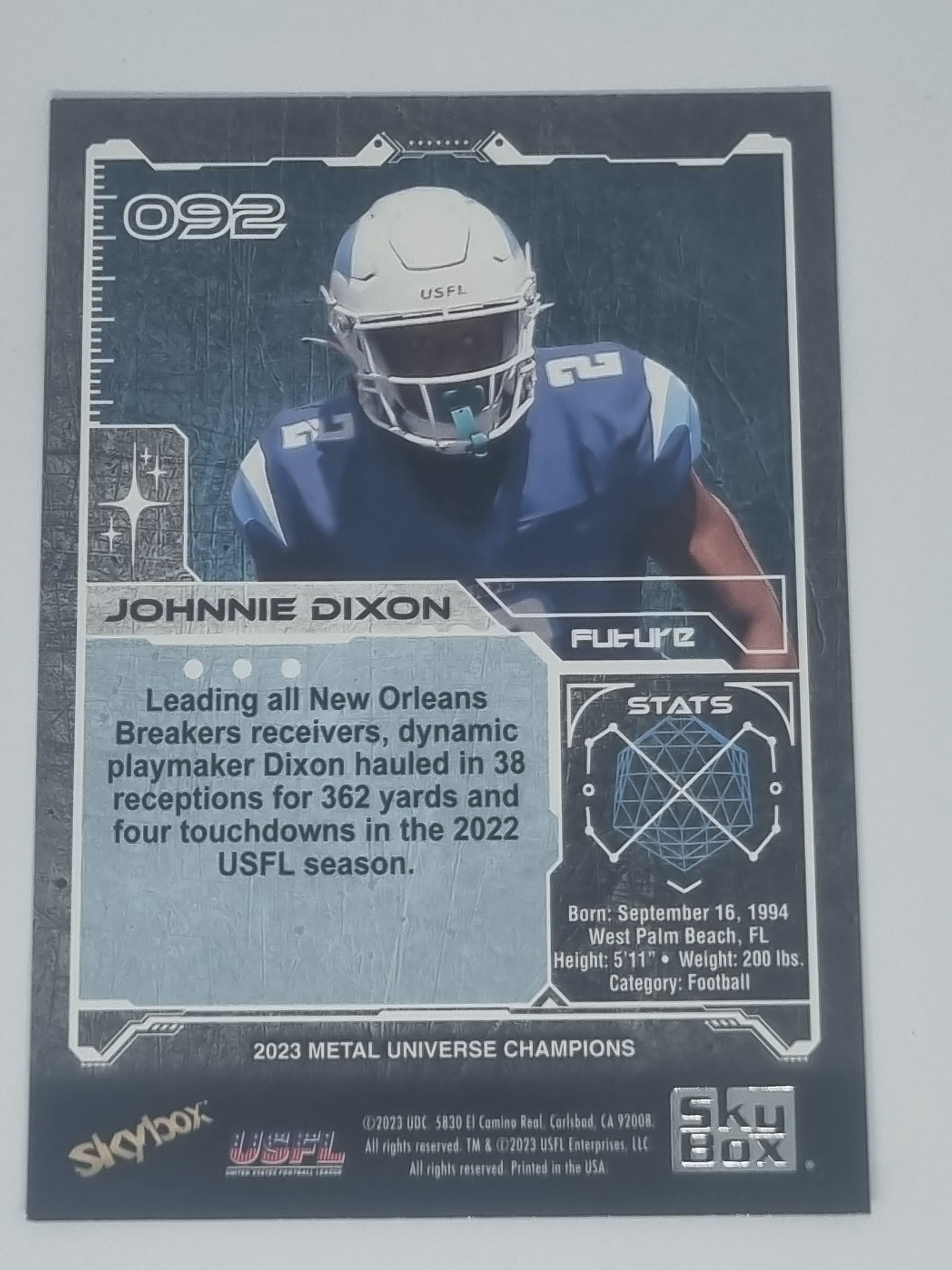 2023 Skybox Metal Universe Champions - #092 - Johnnie Dixon