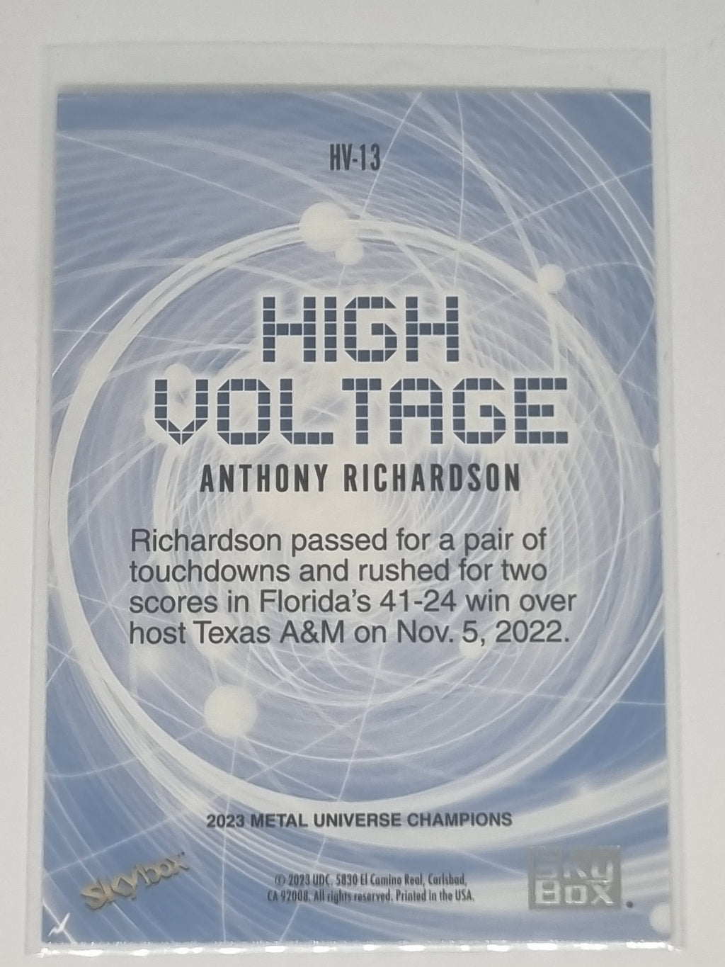 2023 Skybox Metal Universe Champions - High Voltage - #HV-13 - Anthony Richardson