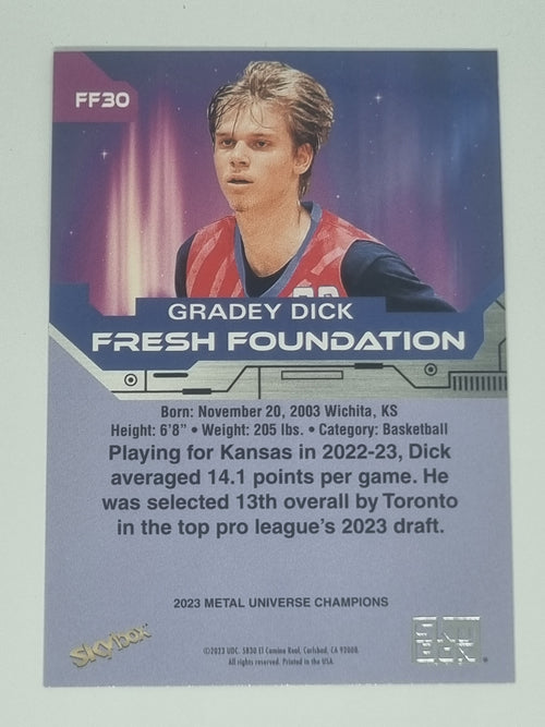 2023 Skybox Metal Universe Champions - Fresh Foundations - #FF30 - Gradey Dick