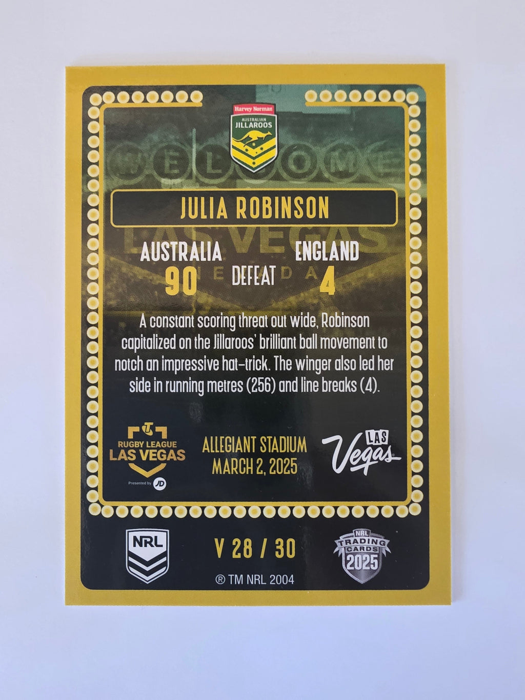 NRL 2025 Elite | 2025 Vegas Round | #V28 | Julia Robinson | Jillaroos